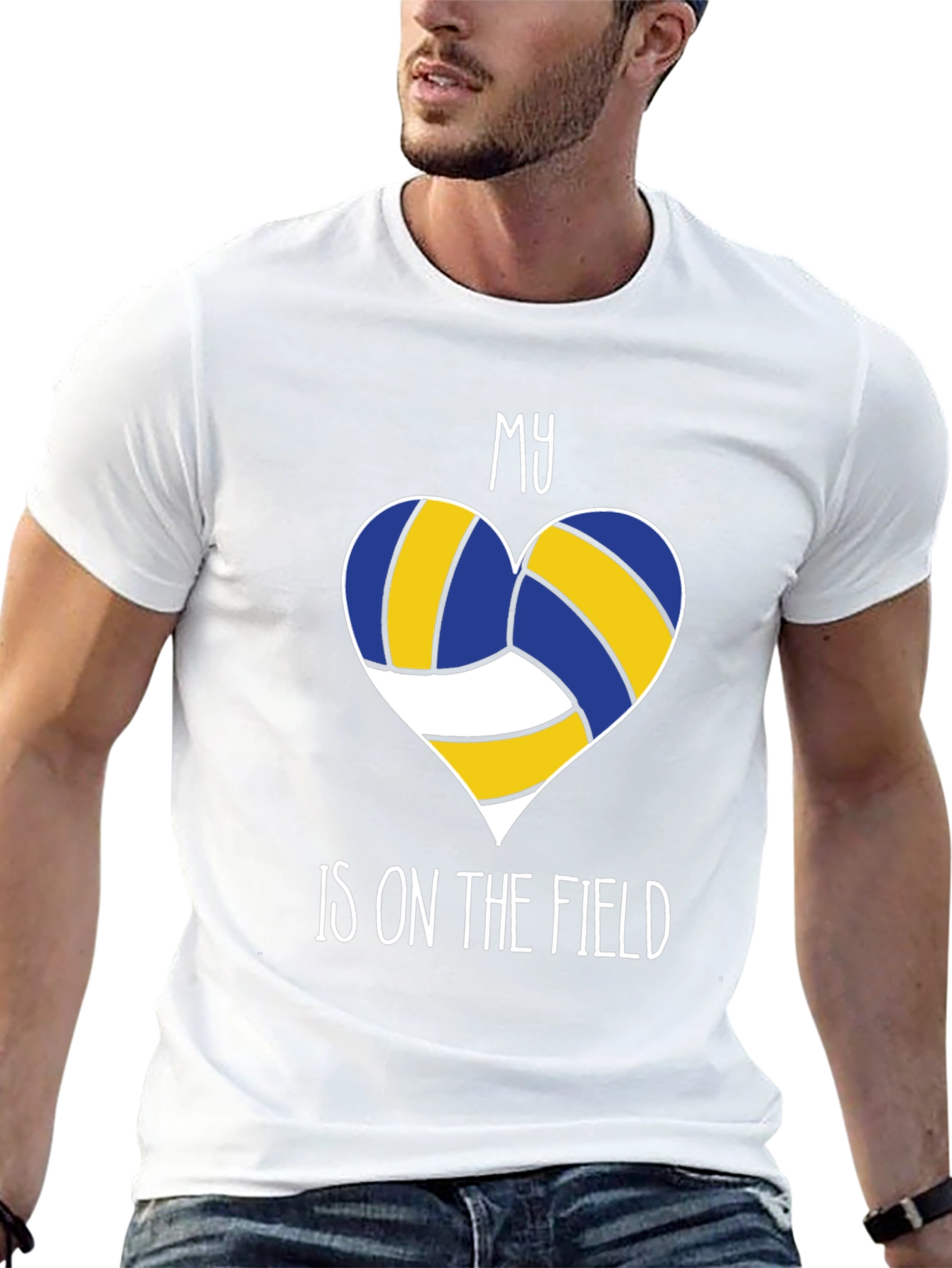 Black Volleyball Heart T-Shirt - My Heart is on the Field view 13