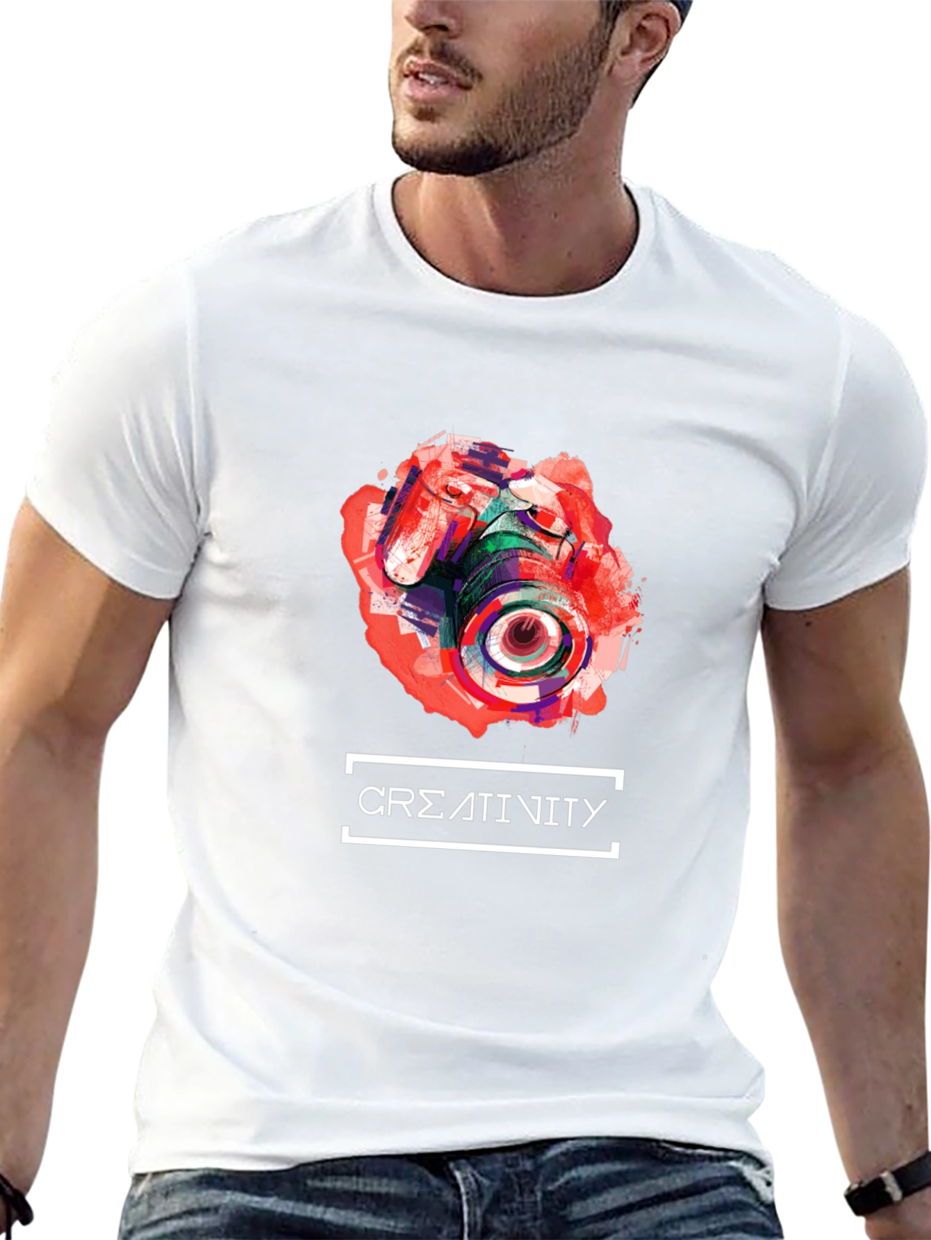 Black Abstract Camera Creativity T-Shirt - Unique Design view 13