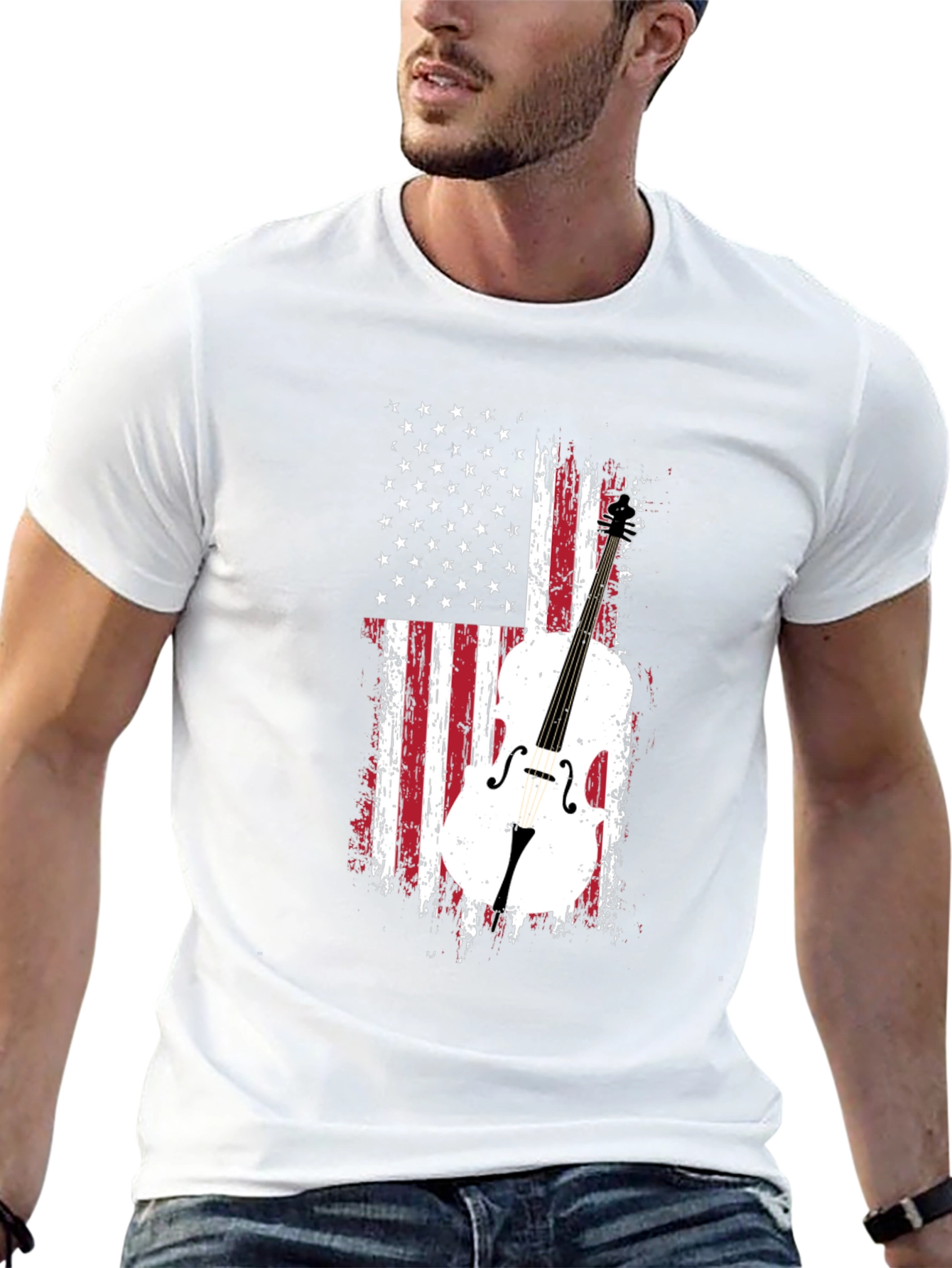 Black American Flag Cello T-Shirt view 13