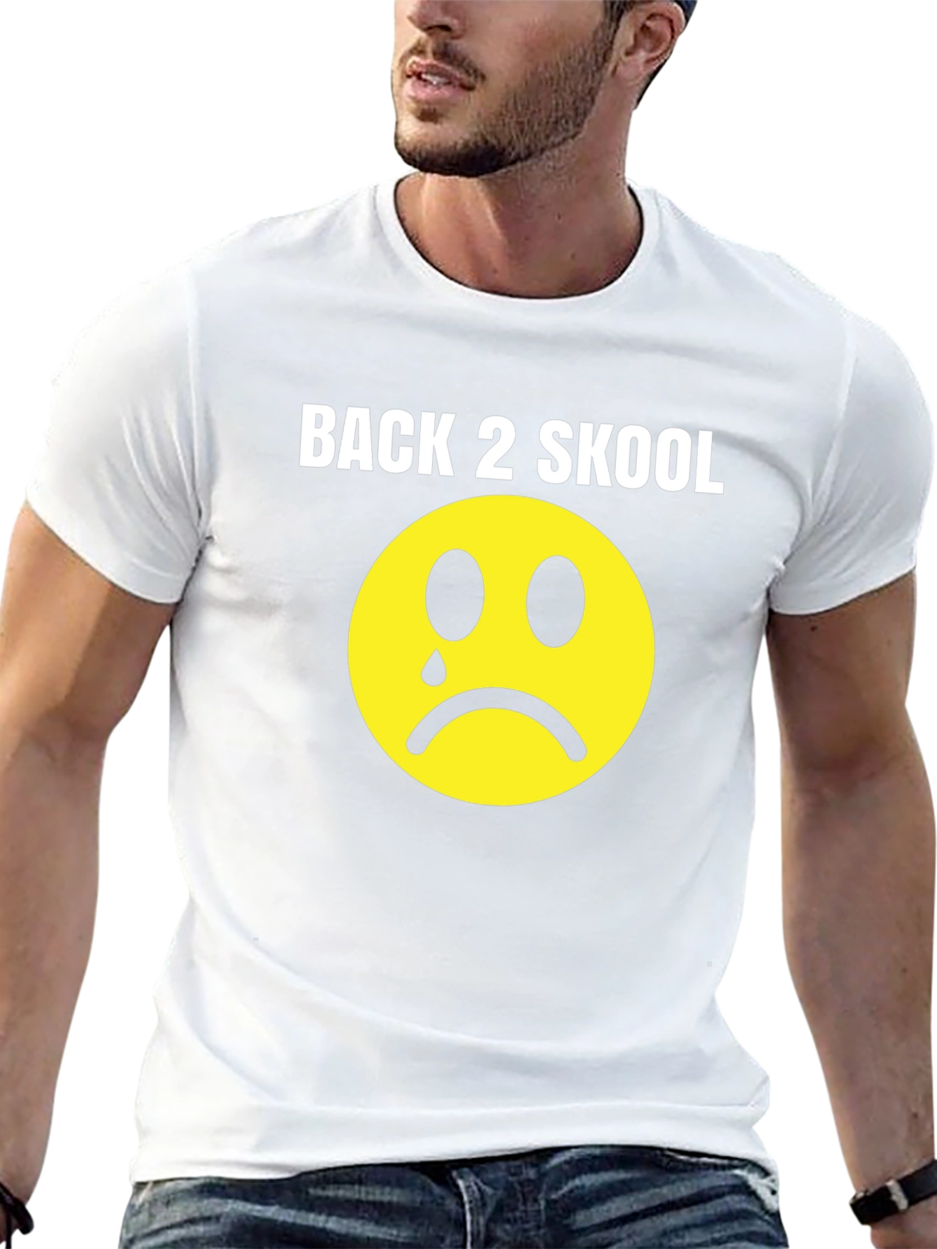 Black Back 2 Skool Sad Face T-Shirt view 13