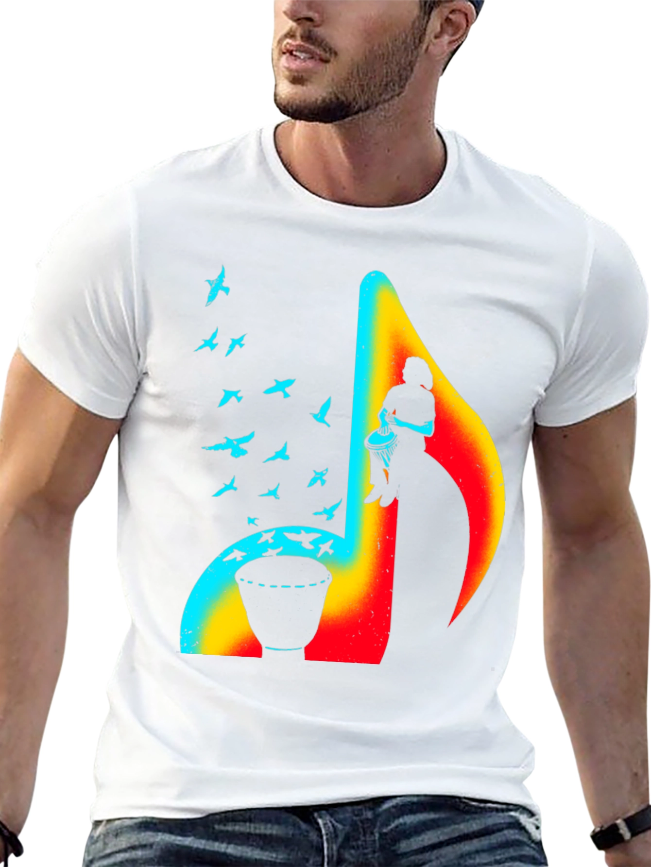 Black Musical Note Drum T-Shirt - Unique Design view 13