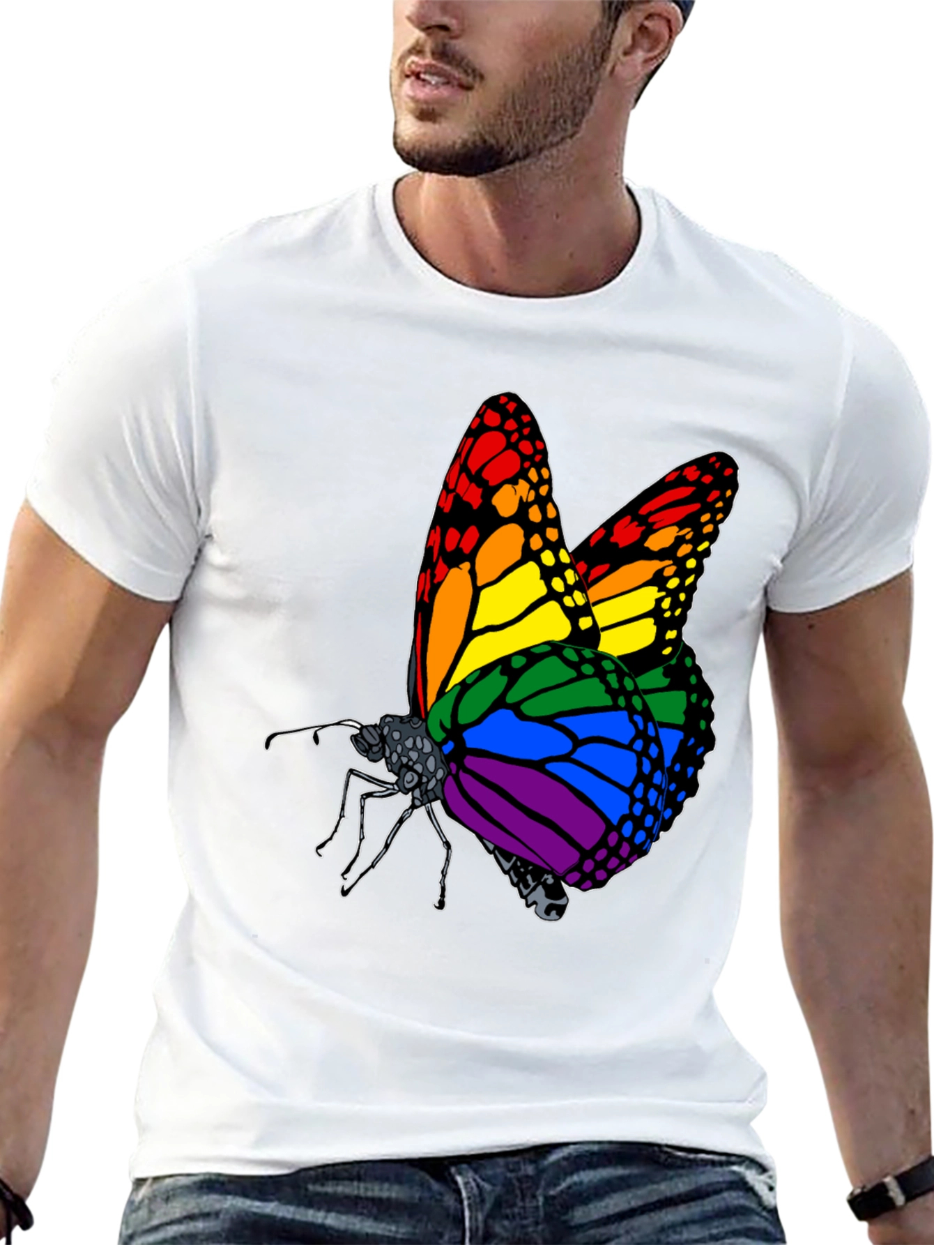 Black Rainbow Butterfly Graphic Tee view 13