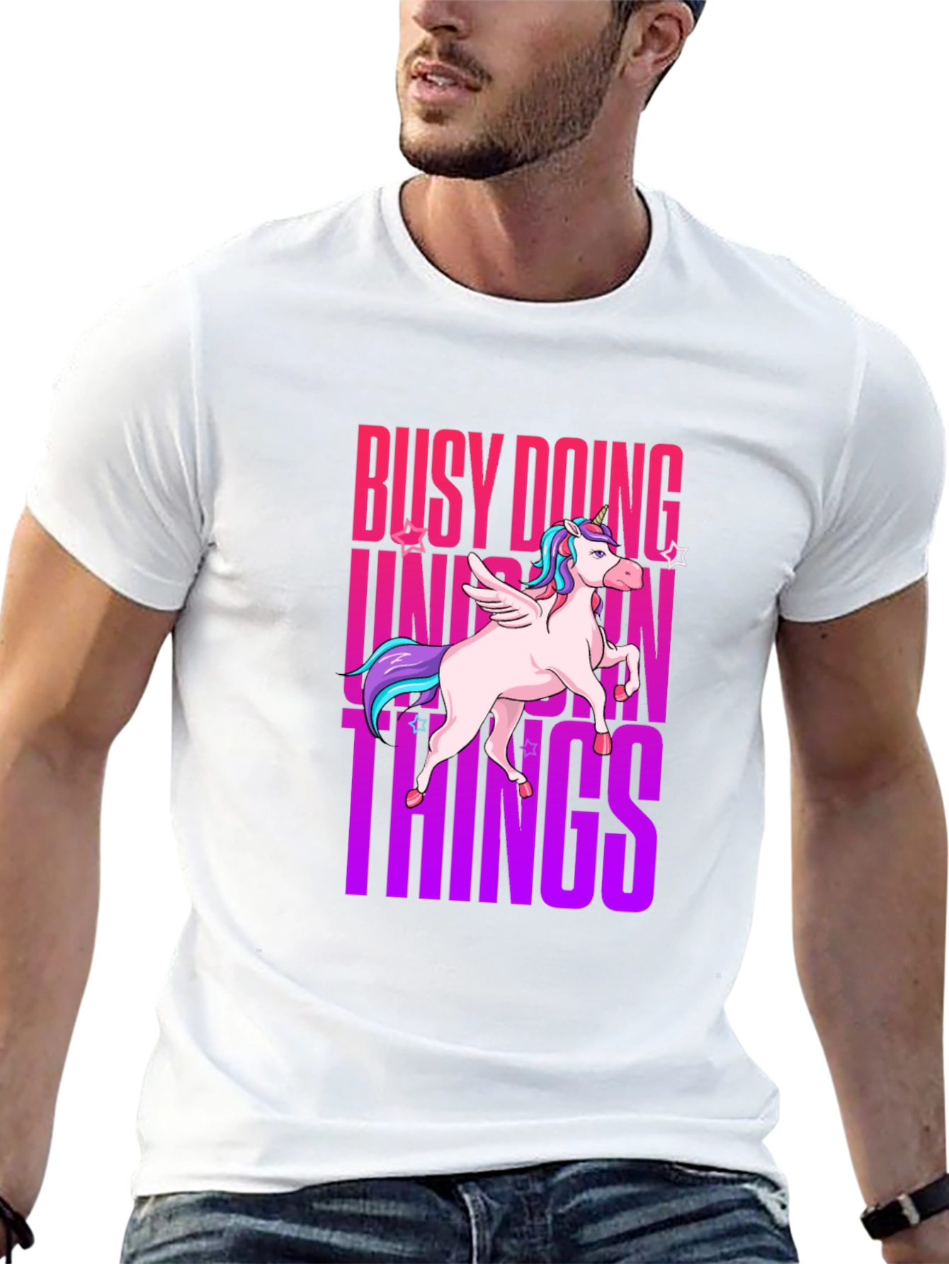 Black Busy Doing Unicorn Things Graphic Tee view 13