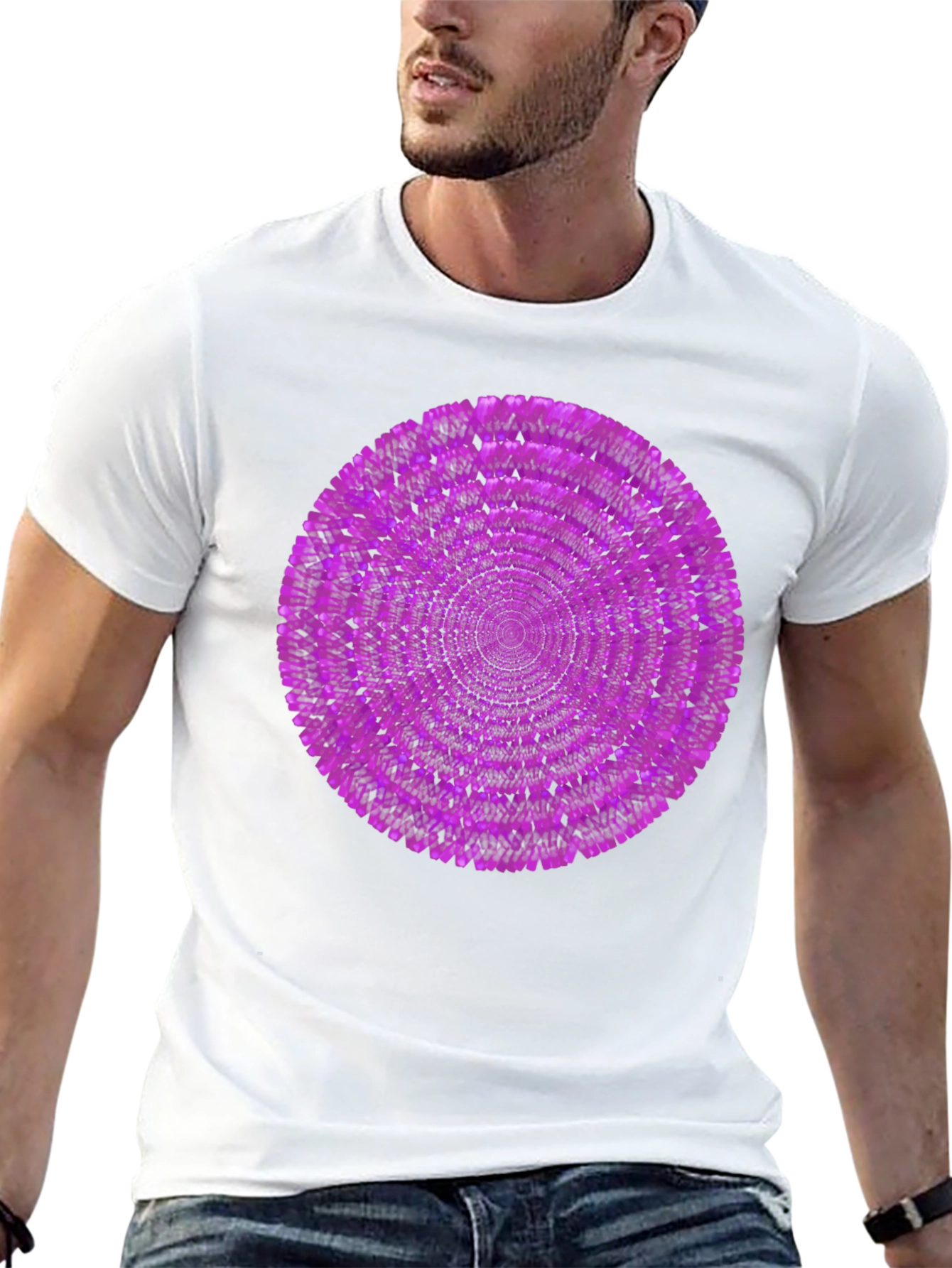 Black Abstract Purple Circle Graphic Black T-Shirt view 13