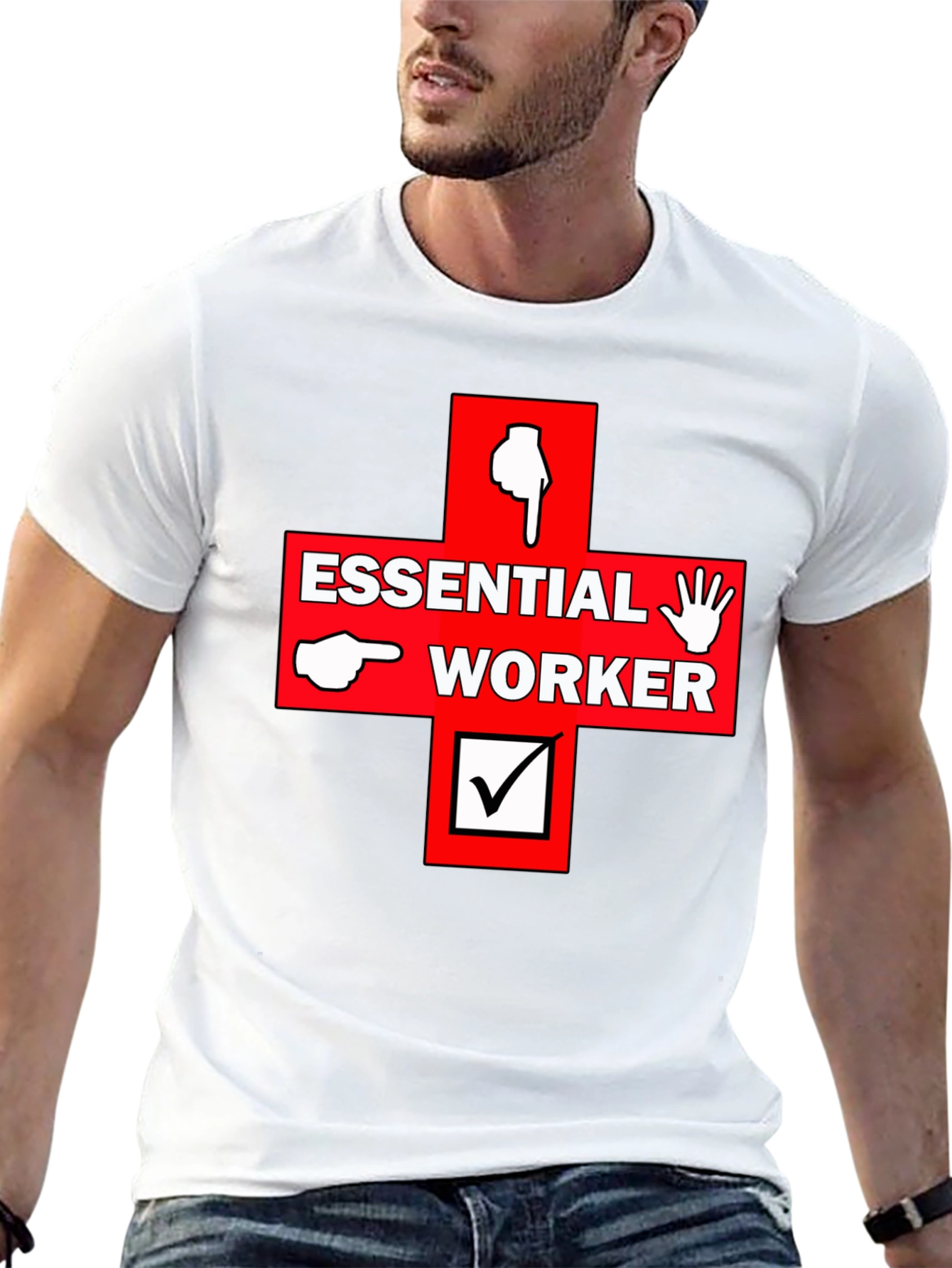 Black Essential Worker Graphic Print Tee view 13