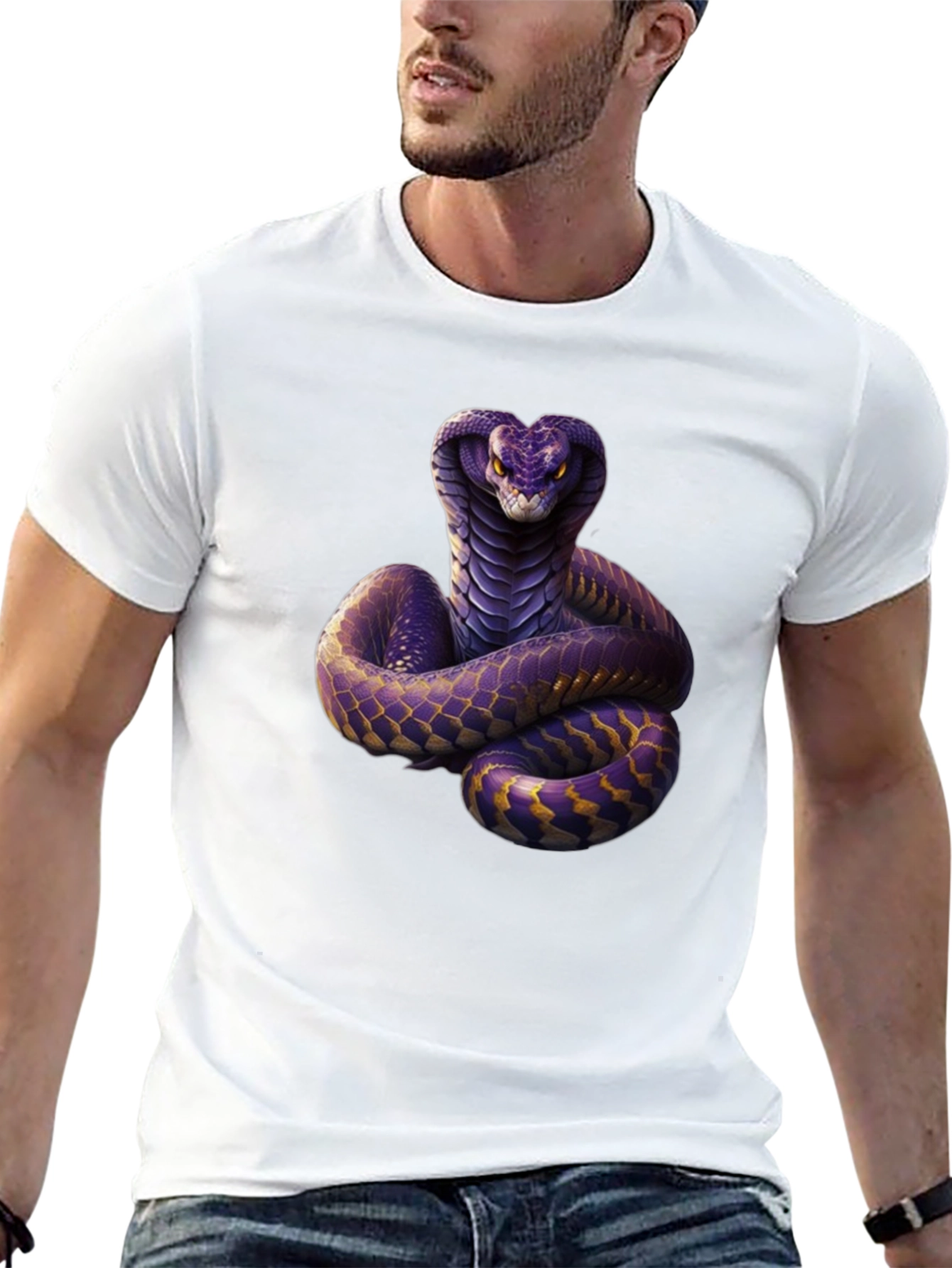Black Cobra Graphic Print Black T-Shirt view 13