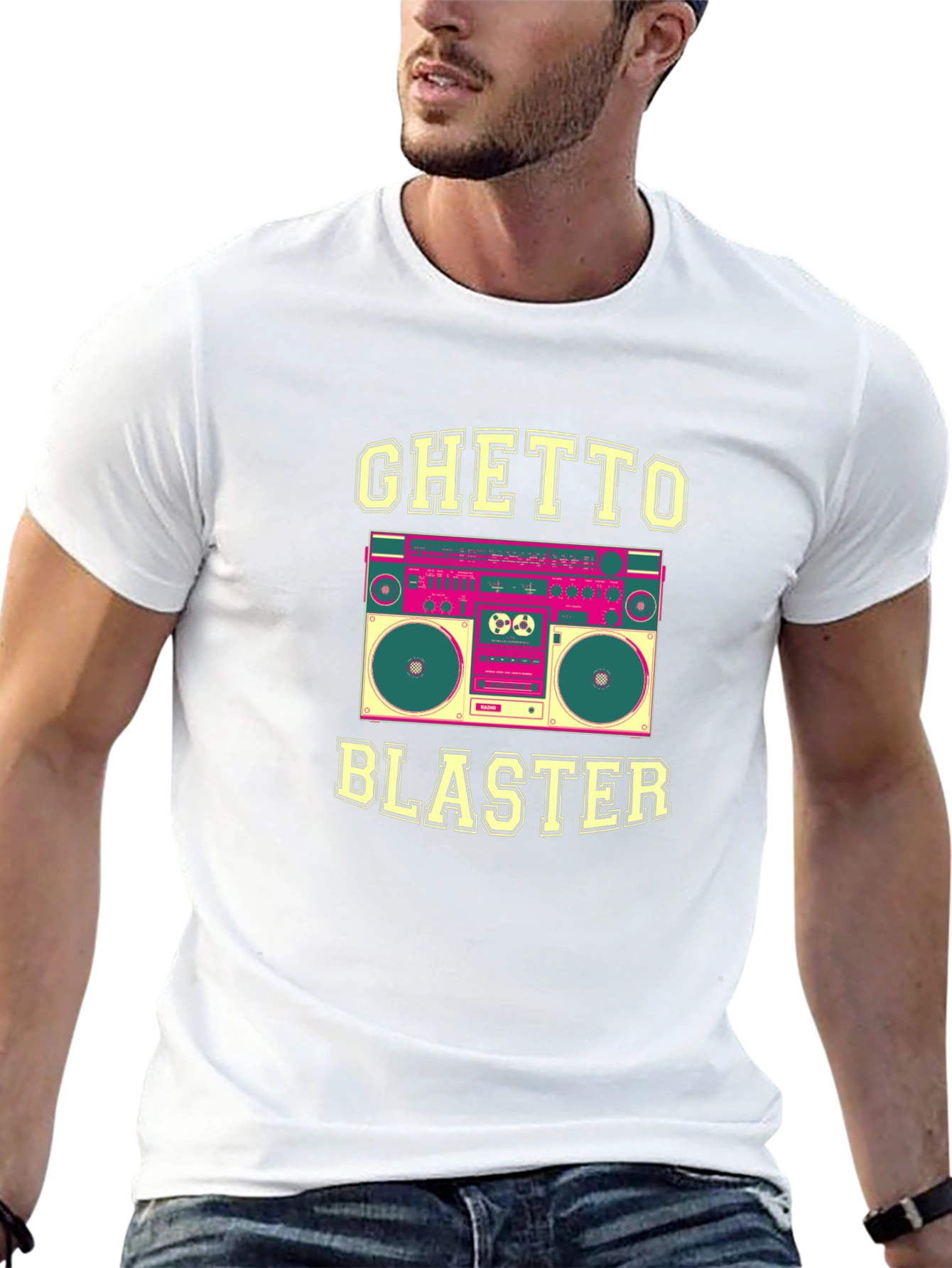 Black Ghetto Blaster Graphic Tee - Retro Boombox Design view 13