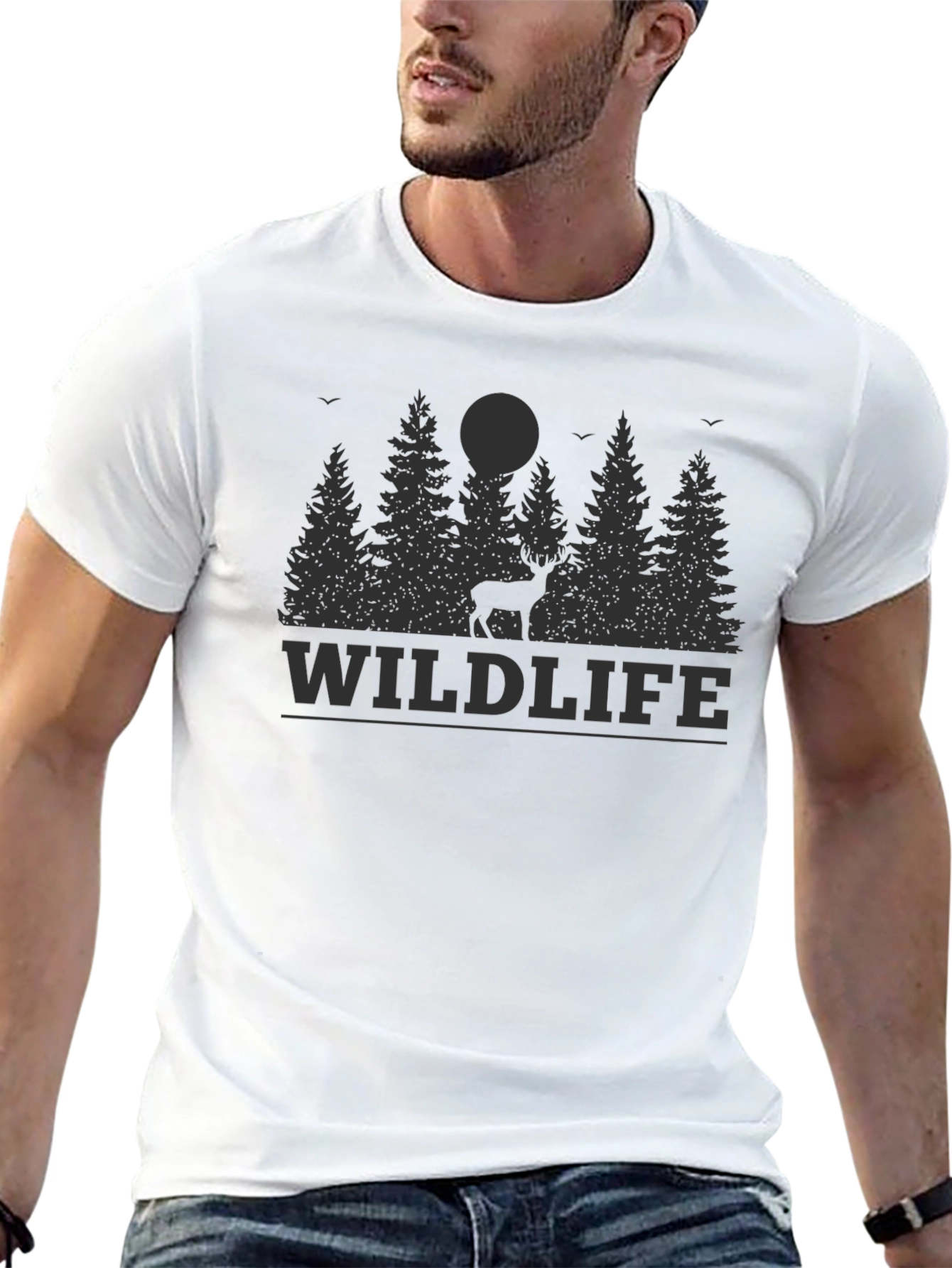 Black Wildlife Graphic Print T-Shirt view 13