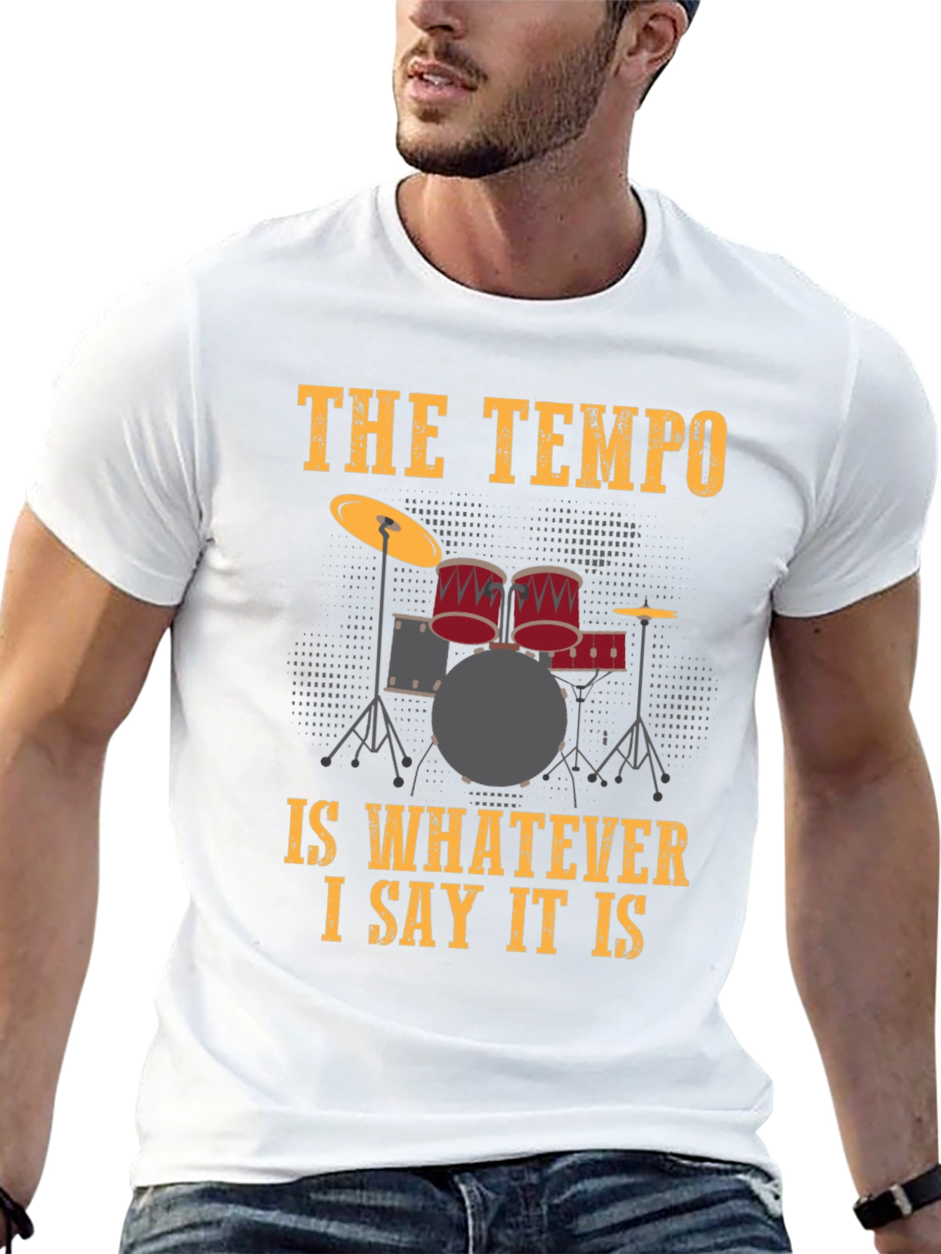 Black Drummer's Tempo T-Shirt - Funny Music Tee view 13