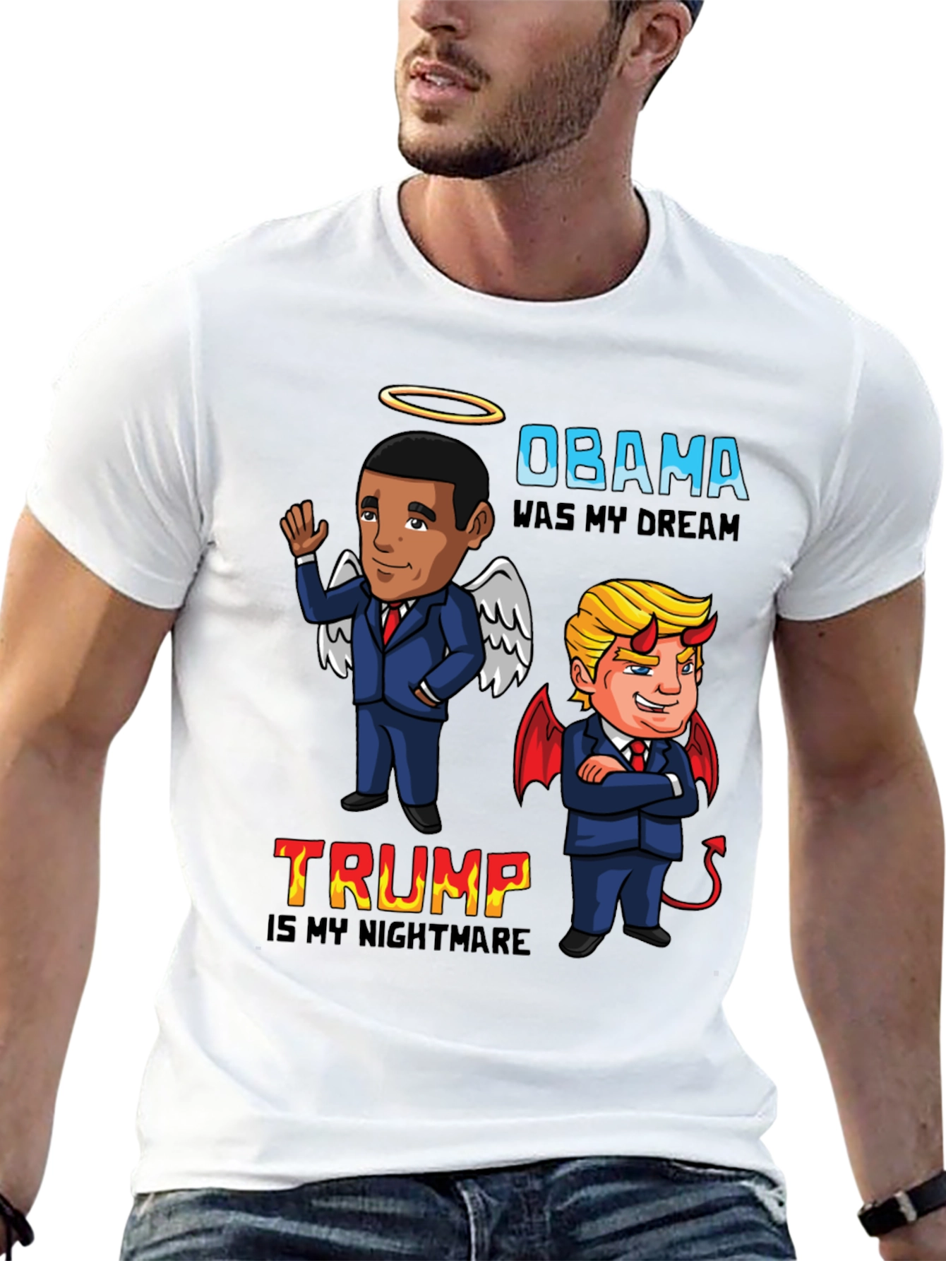 Black Obama Dream Trump Nightmare Political Graphic Tee view 13
