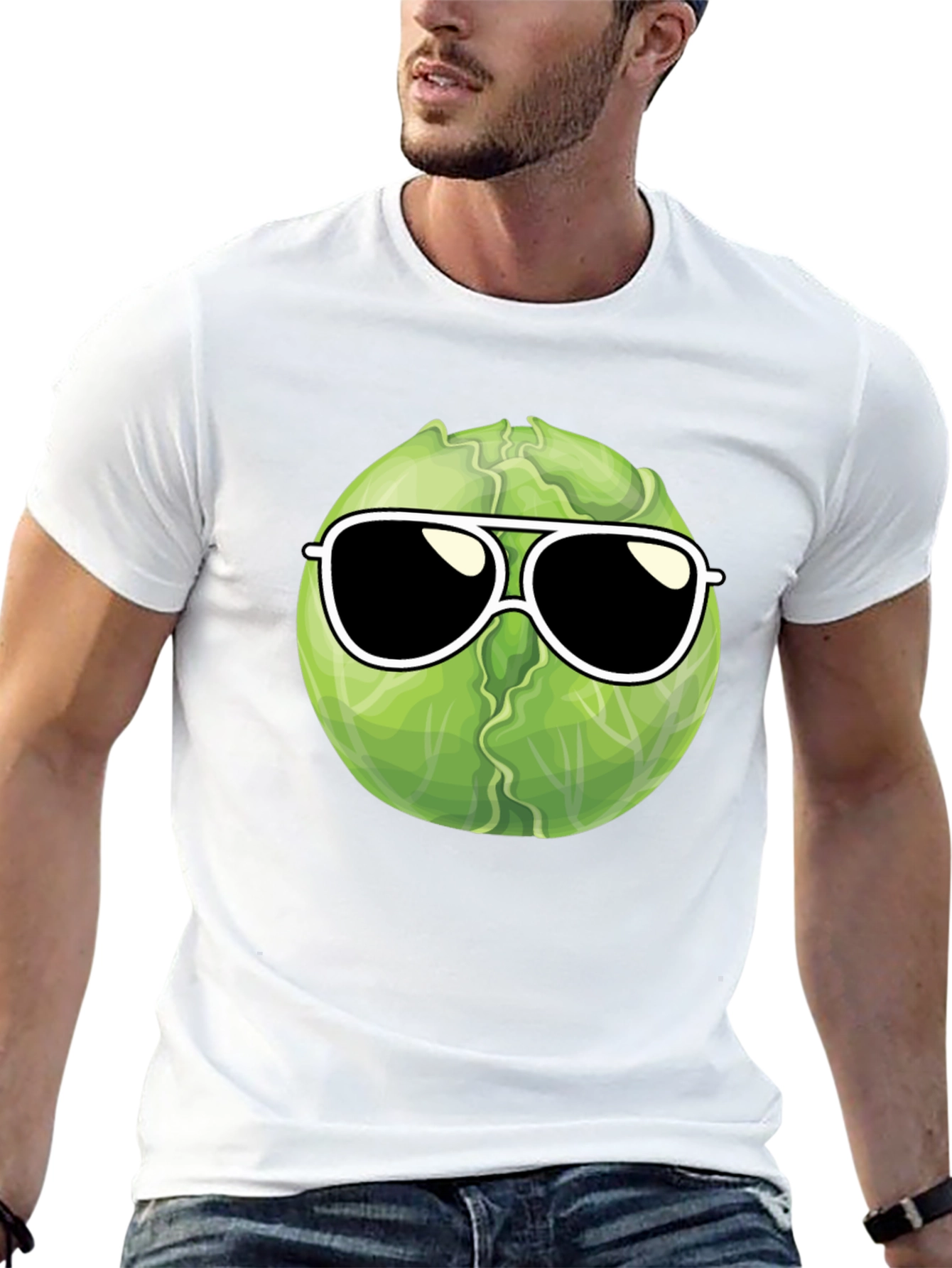 Black Cool Cabbage T-Shirt - Sunglasses Design view 13