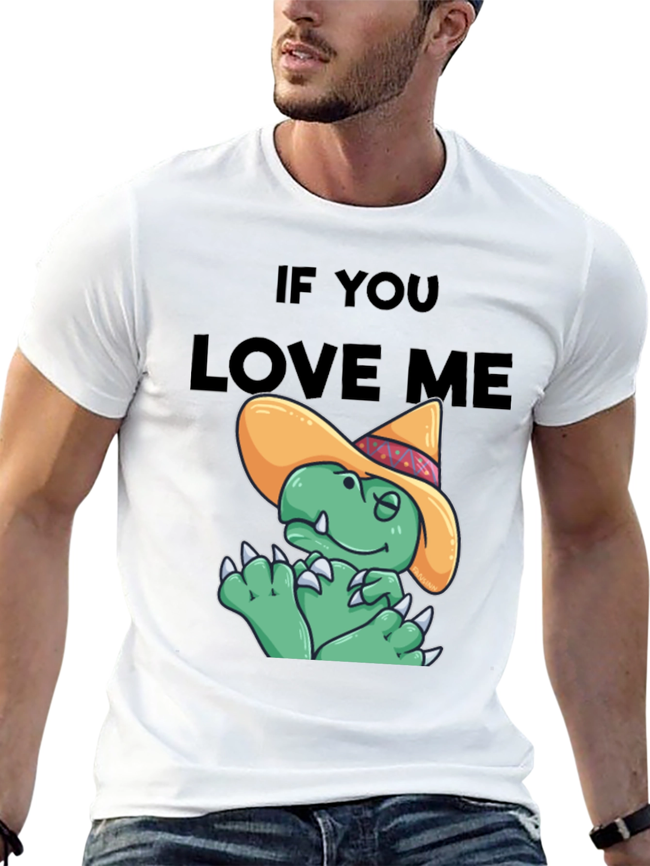 Black If You Love Me Funny Dinosaur T-Shirt view 13