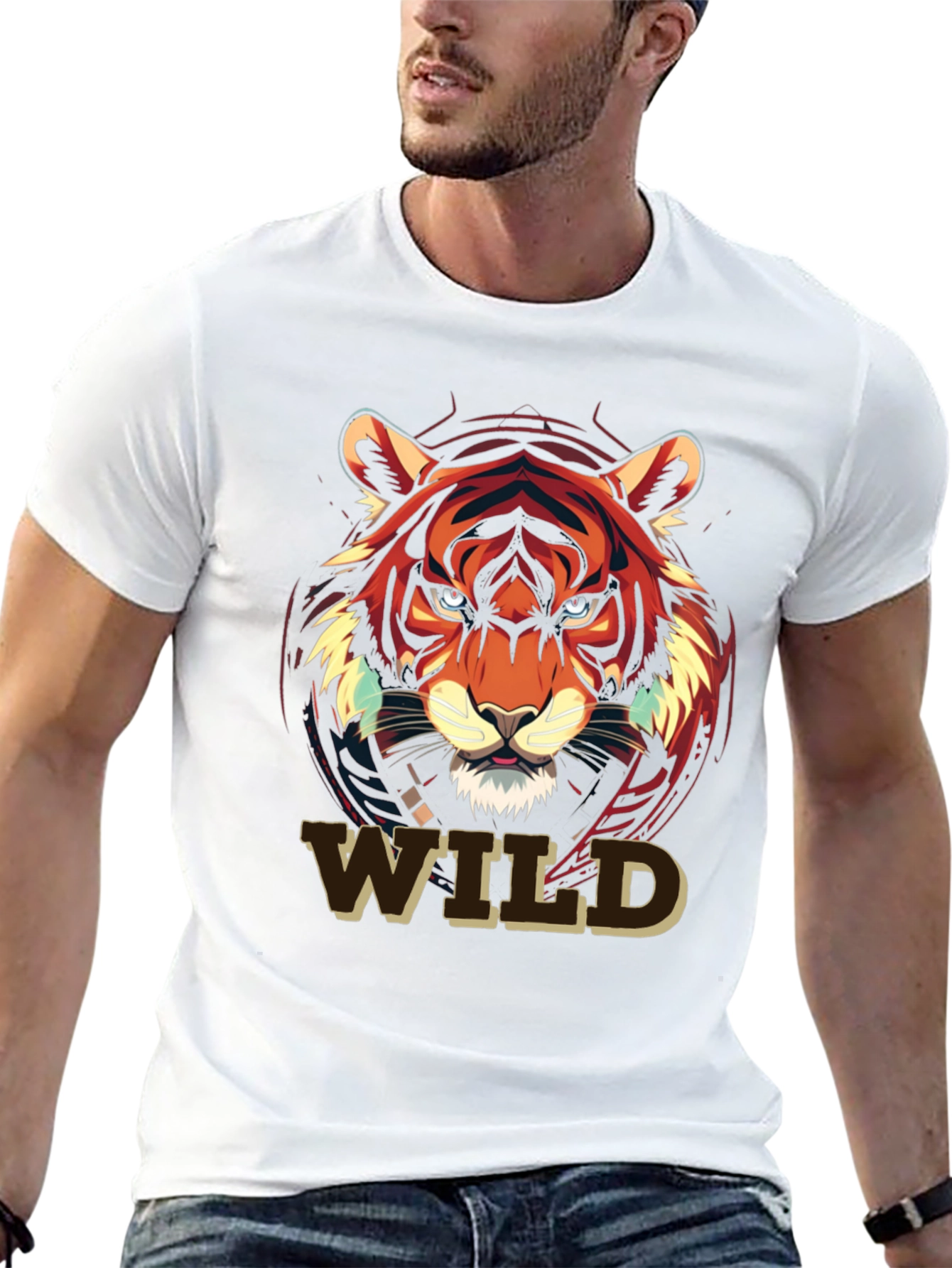 Black Wild Tiger Graphic Print T-Shirt view 13