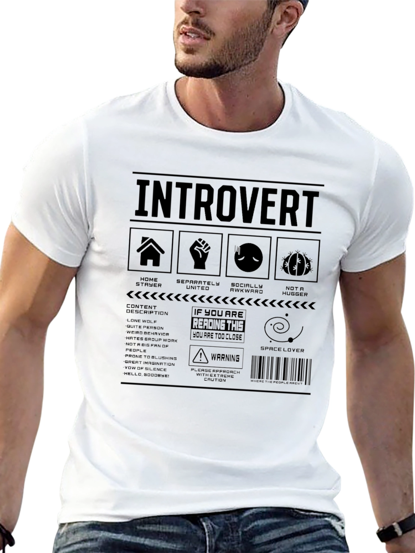 Black Introvert T-Shirt - Funny Sarcastic Graphic Tee view 13