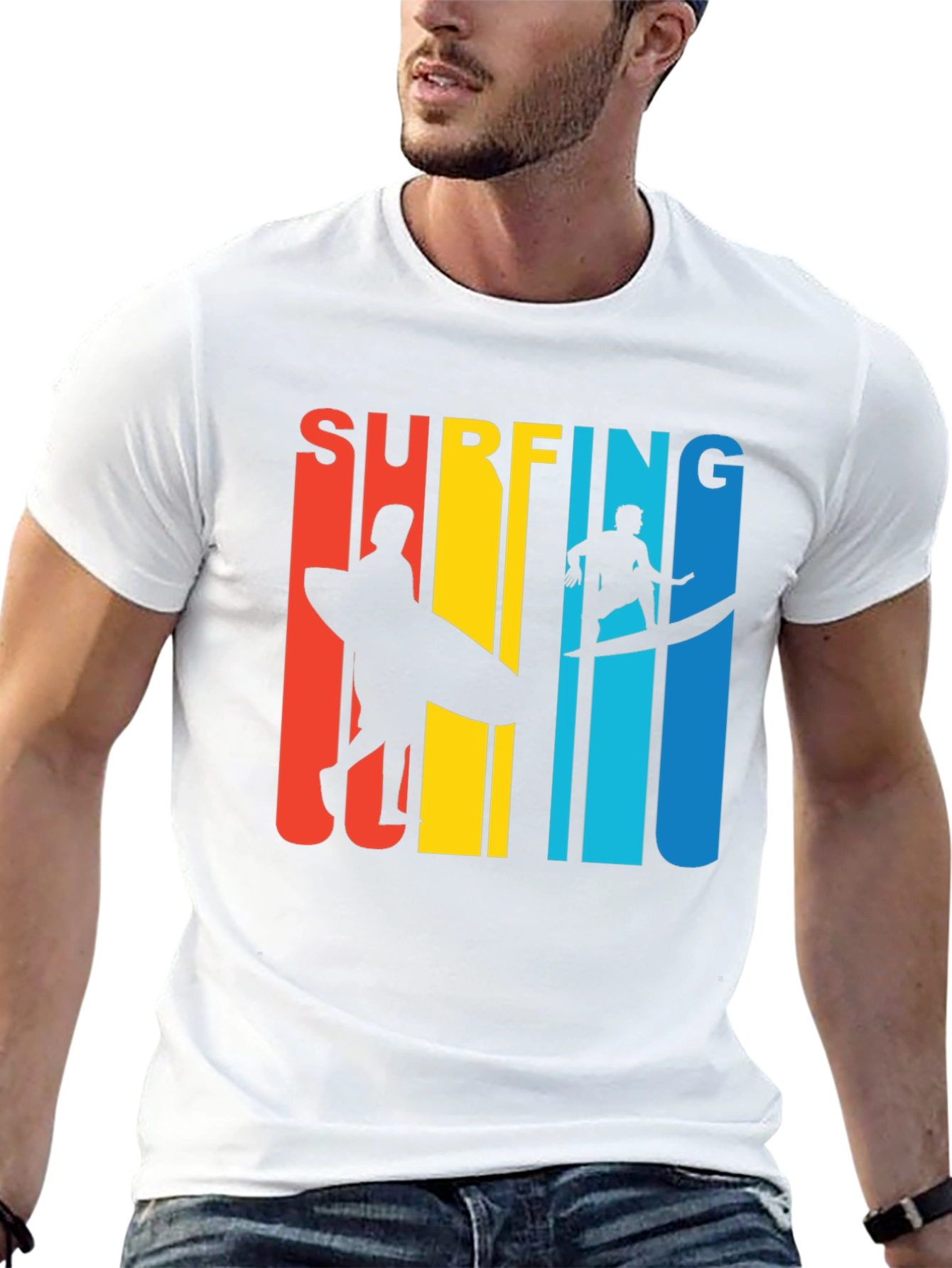 Black Surfing Graphic Tee | Retro Surfer Design view 13