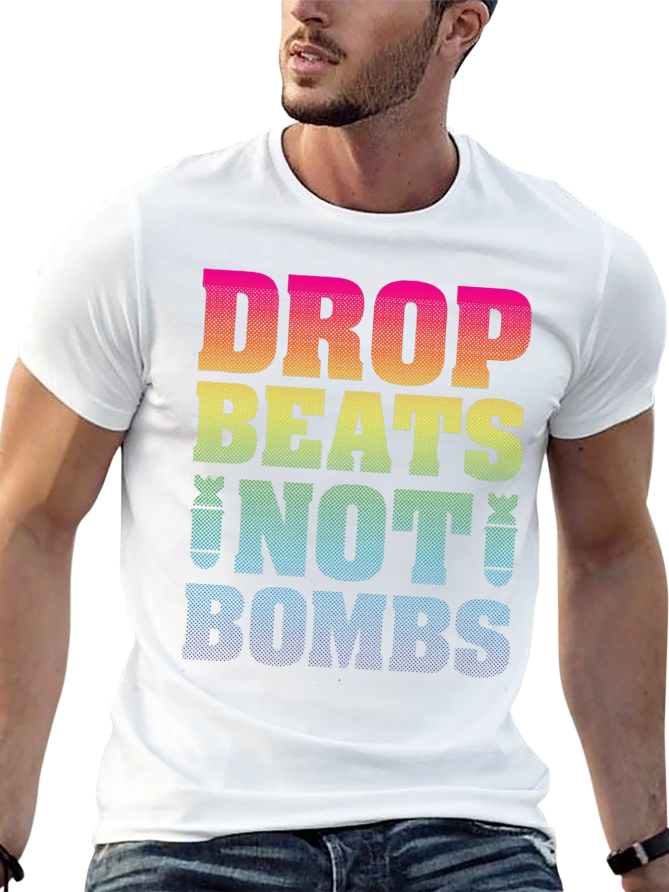 Black Drop Beats Not Bombs Graphic T-Shirt view 13