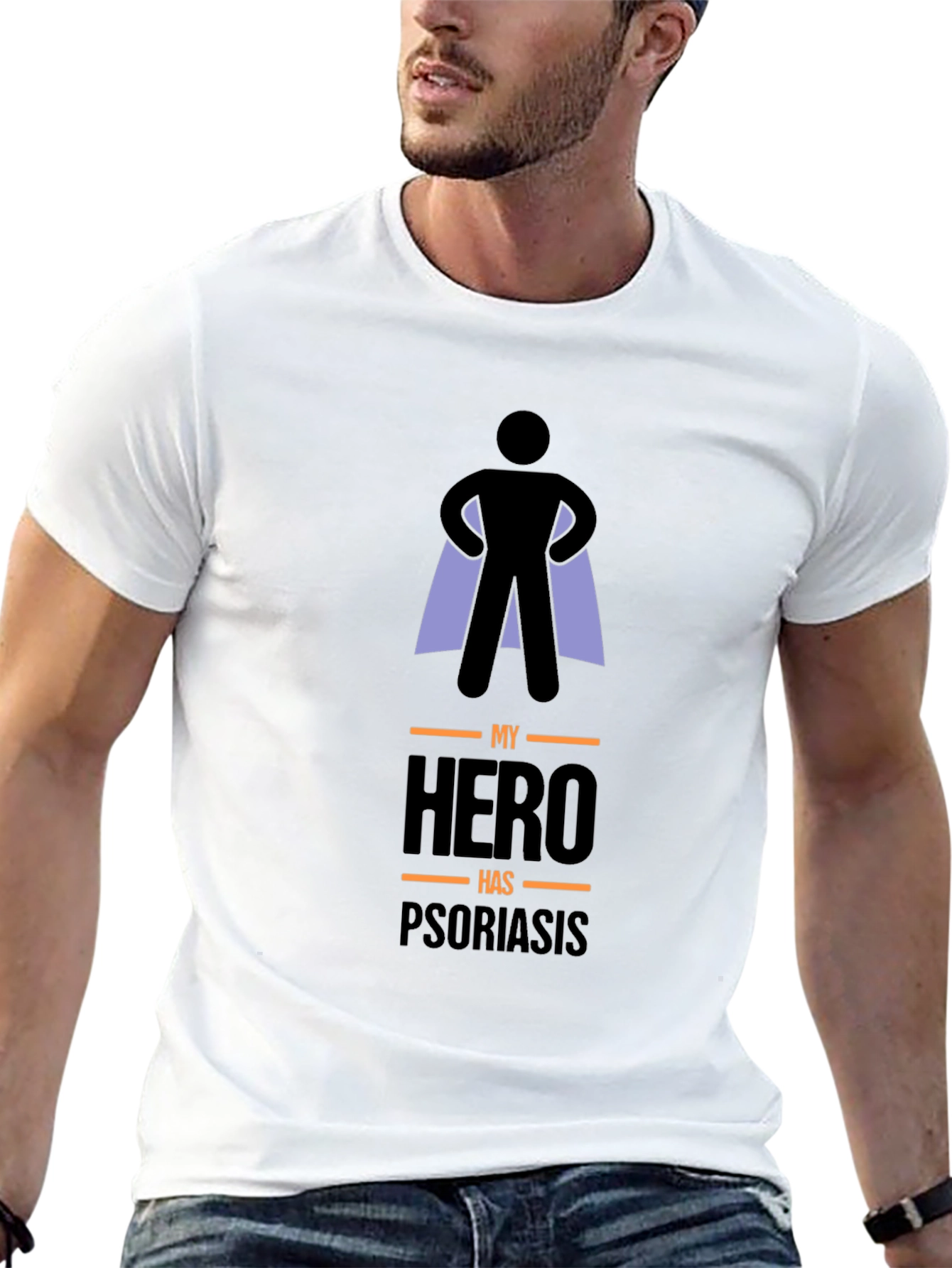 Black My Hero Has Psoriasis T-Shirt view 13