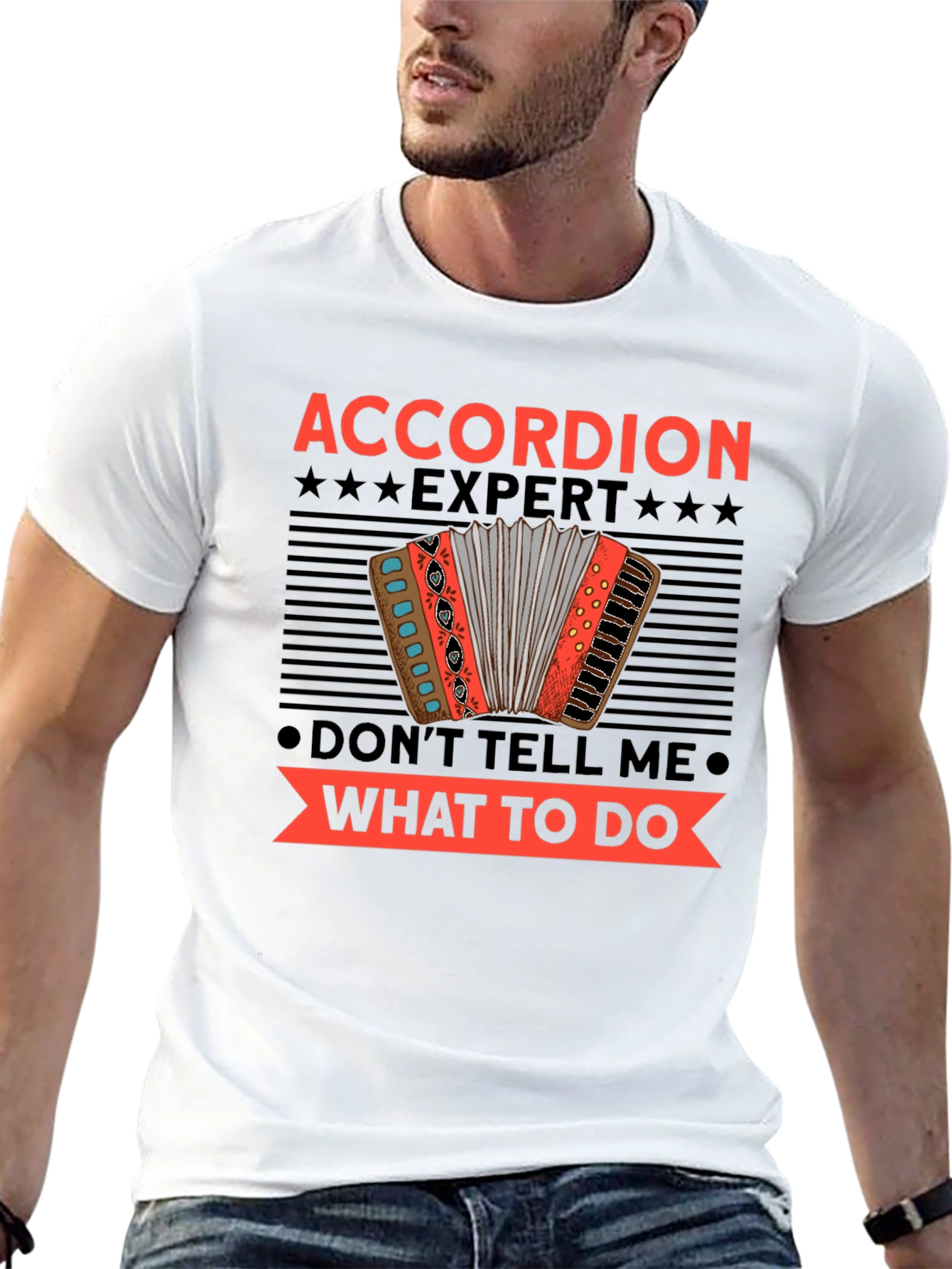 Black Accordion Expert Funny T-Shirt view 13