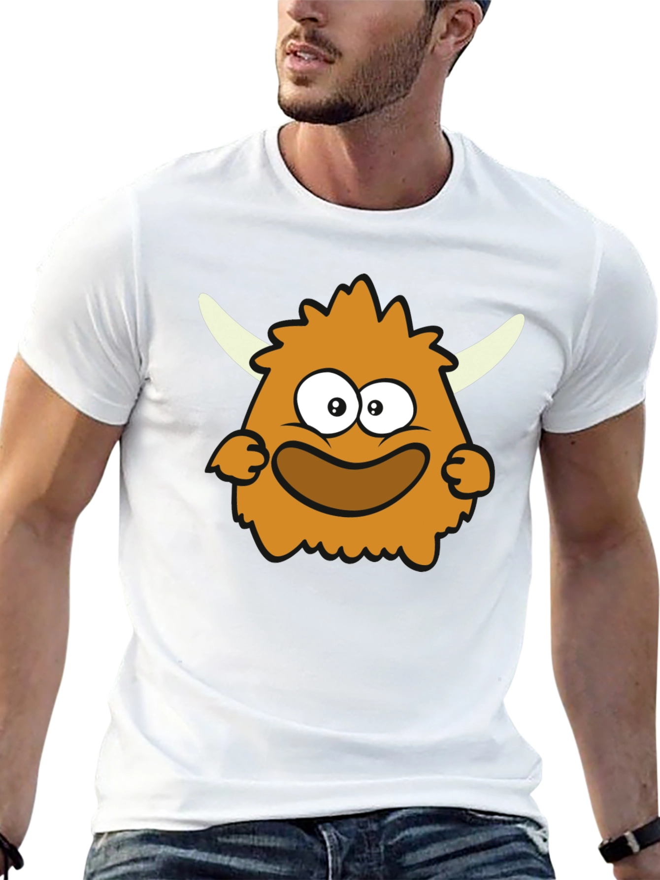 Black Funny Monster Graphic Print Black Tee view 13