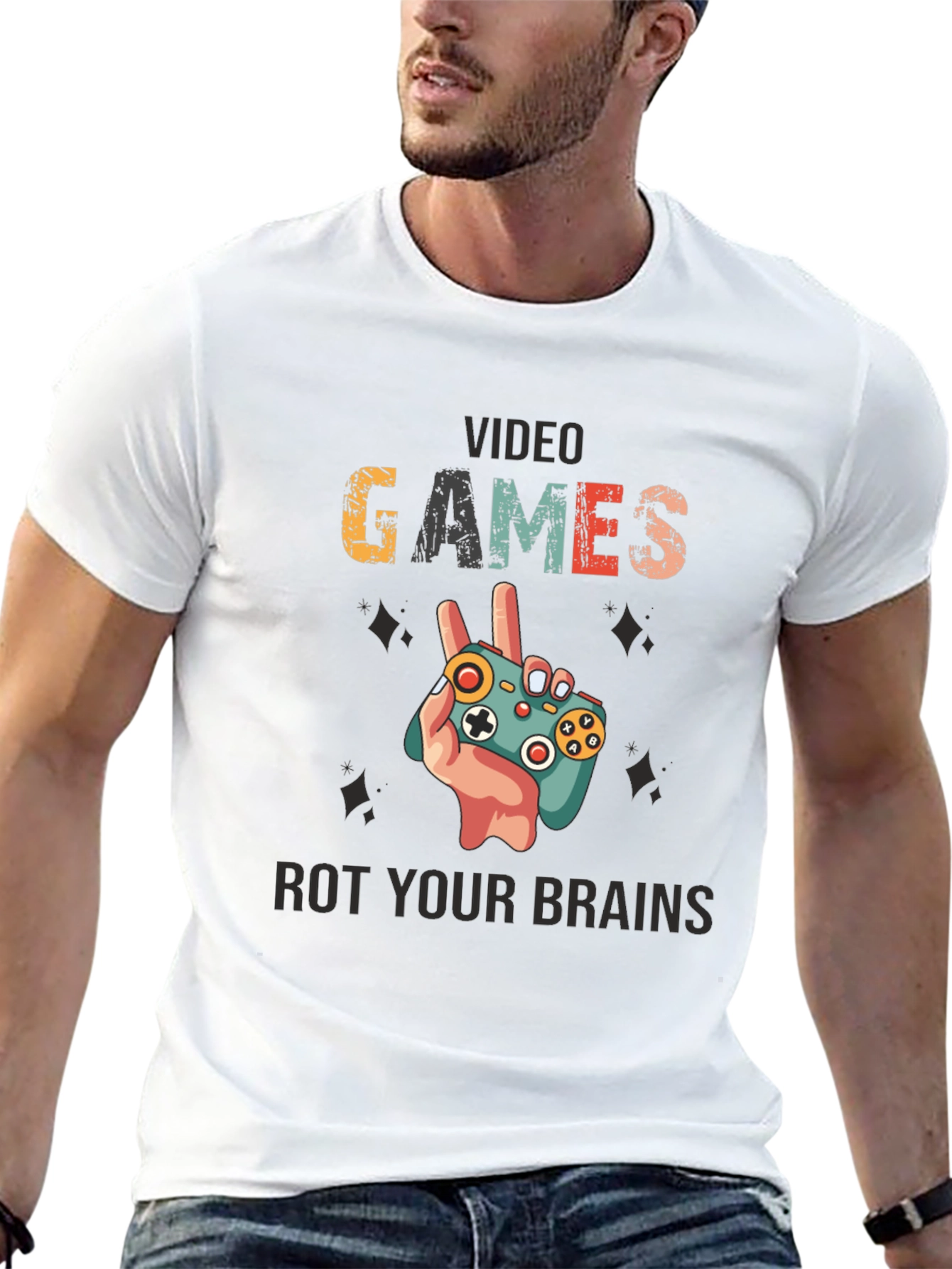 Black Video Games Rot Your Brains T-Shirt view 13