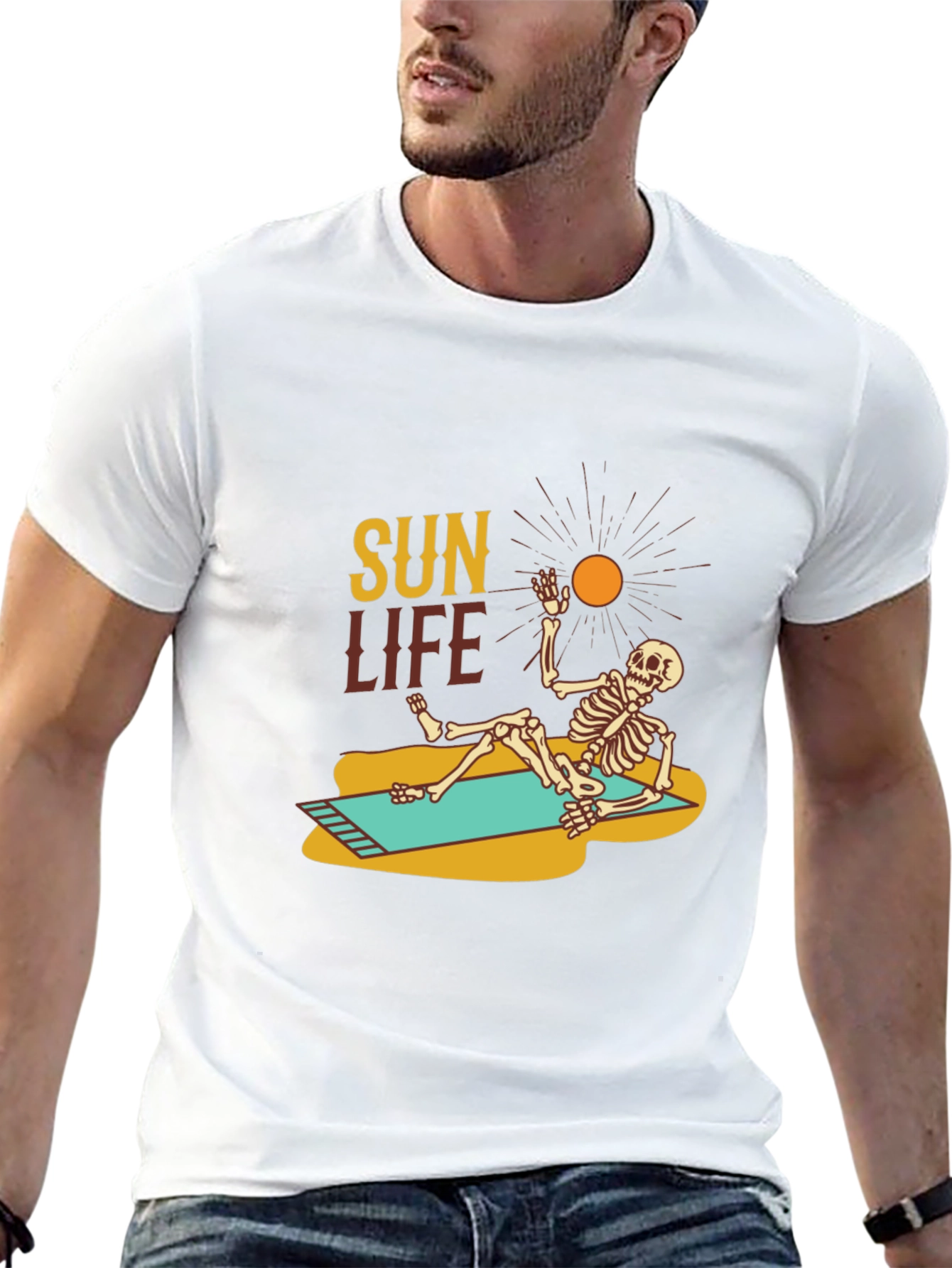 Black Sun Life Skeleton T-Shirt - Relaxed Beach Vibes view 13