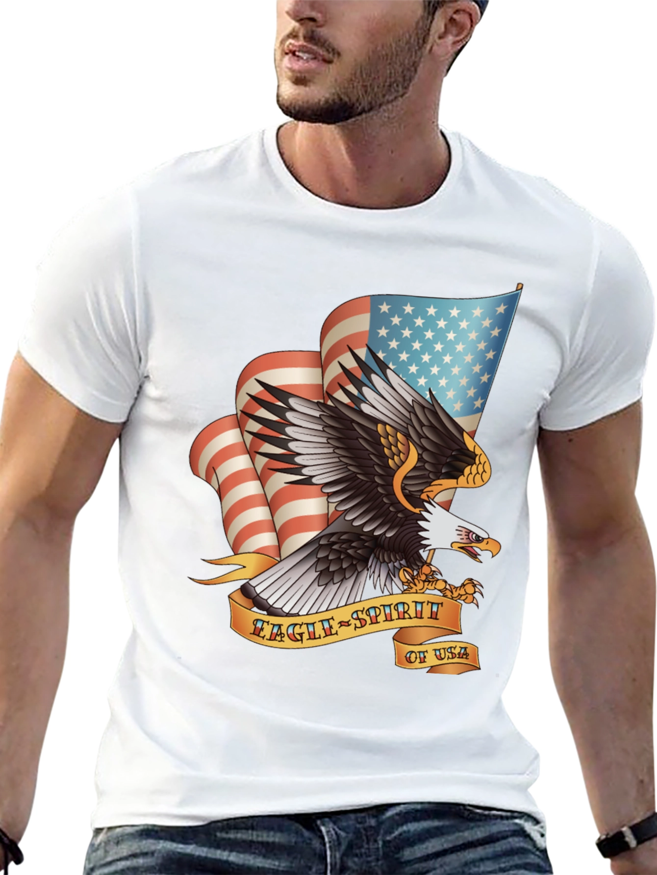 Black Eagle Spirit USA Graphic Print T-Shirt view 13
