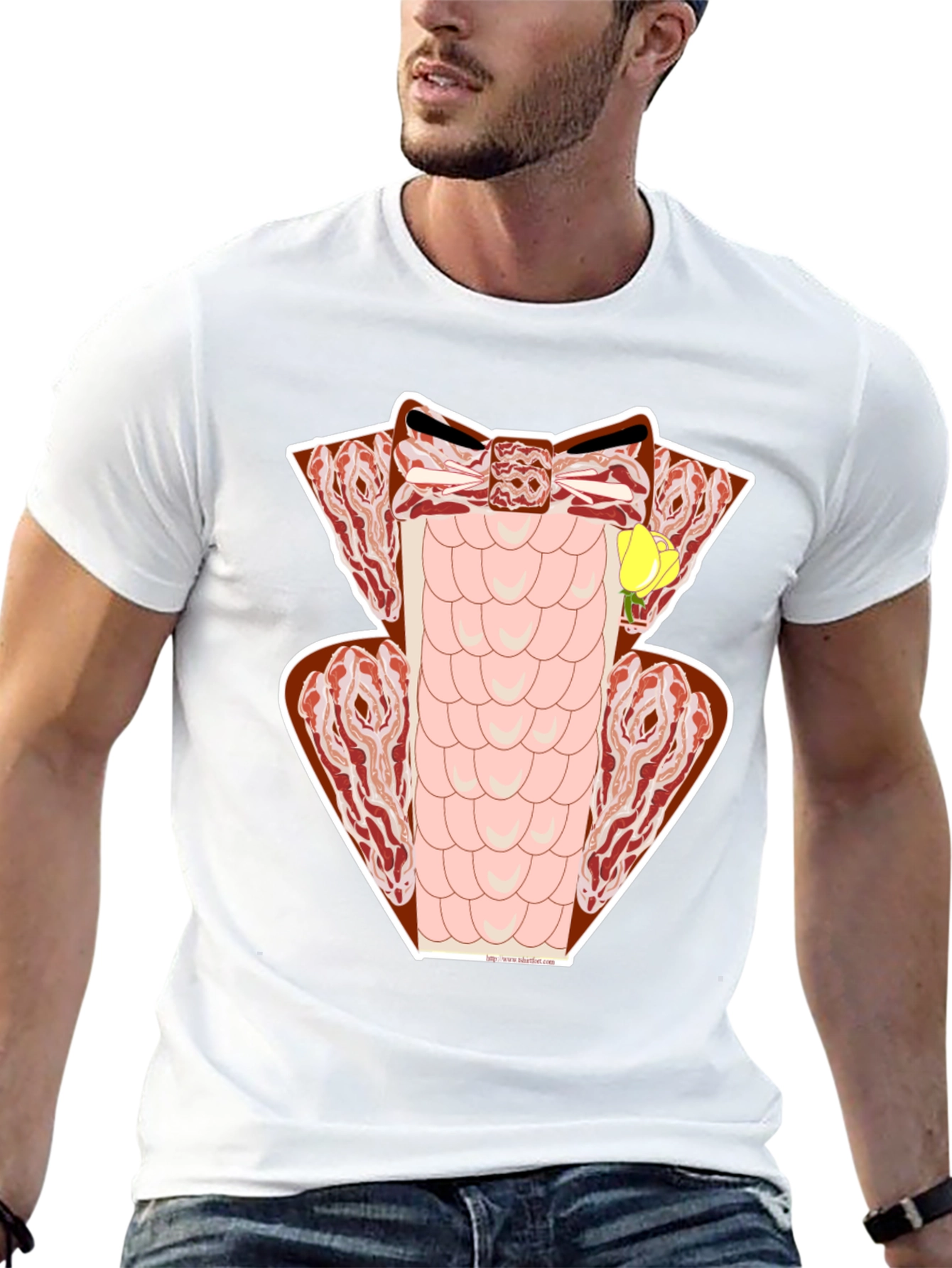 Black Bacon Tuxedo T-Shirt - Novelty Meat Formal Wear view 13