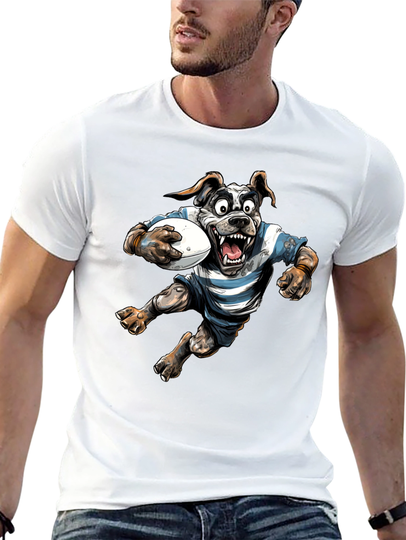 Black Rugby Dog Graphic T-Shirt - Black Cotton Tee view 13