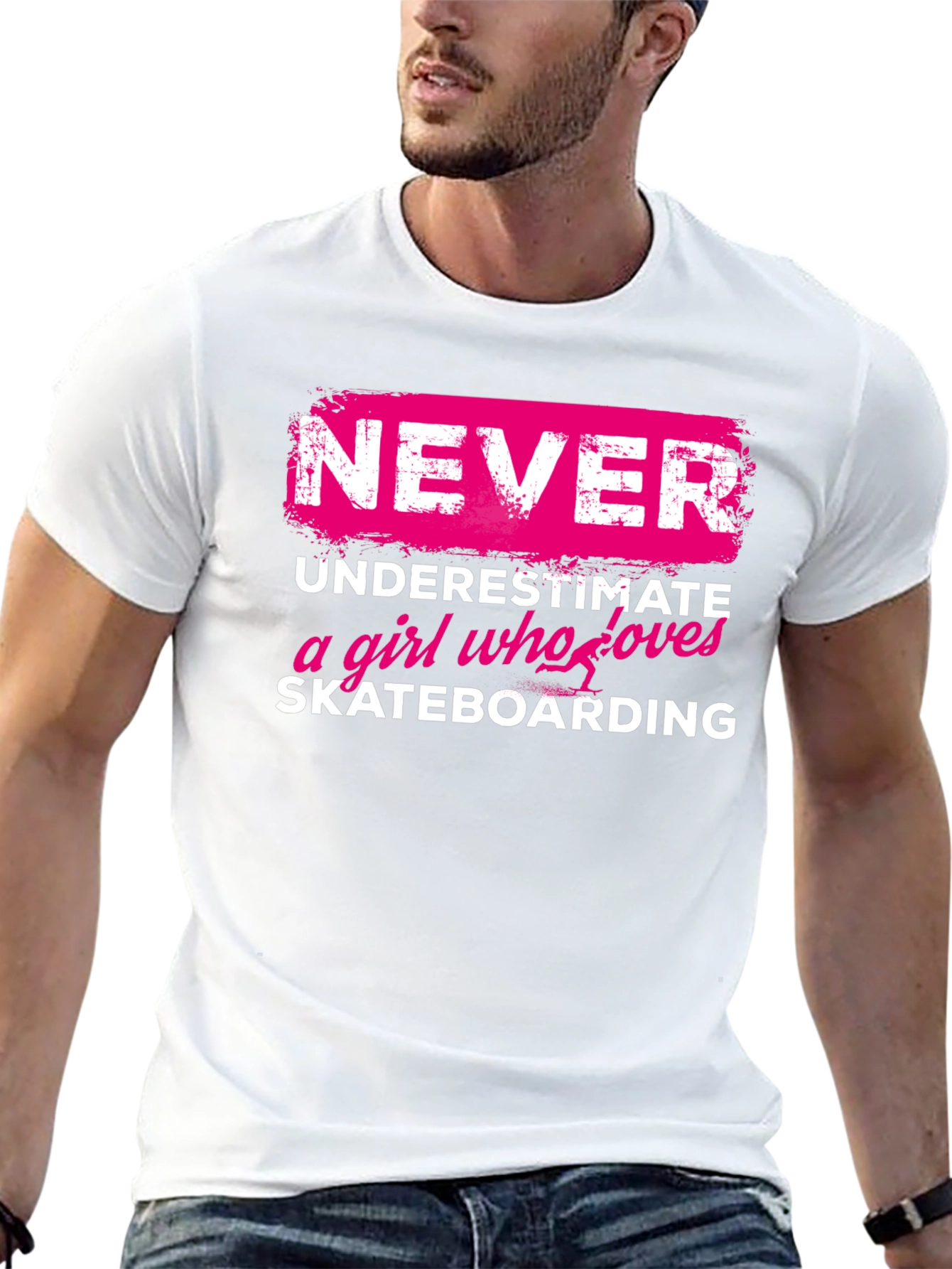 Black Never Underestimate Skateboard Girl T-Shirt view 13