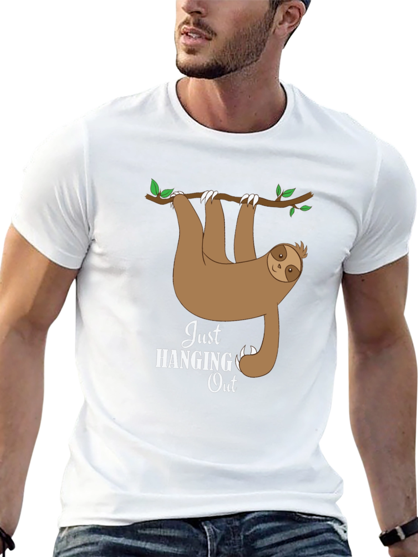 Black Hanging Sloth Graphic Tee - Just Hanging Out T-Shirt view 13