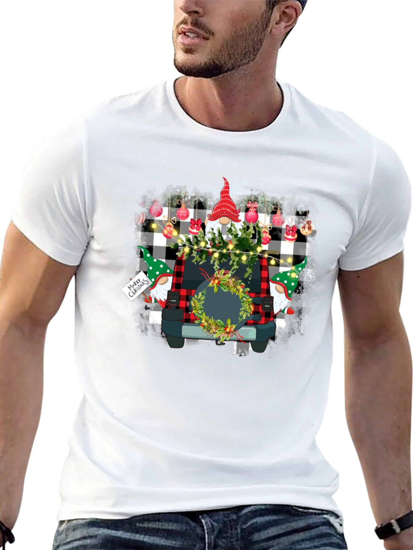 Black Festive Gnome Car Graphic Tee view 13