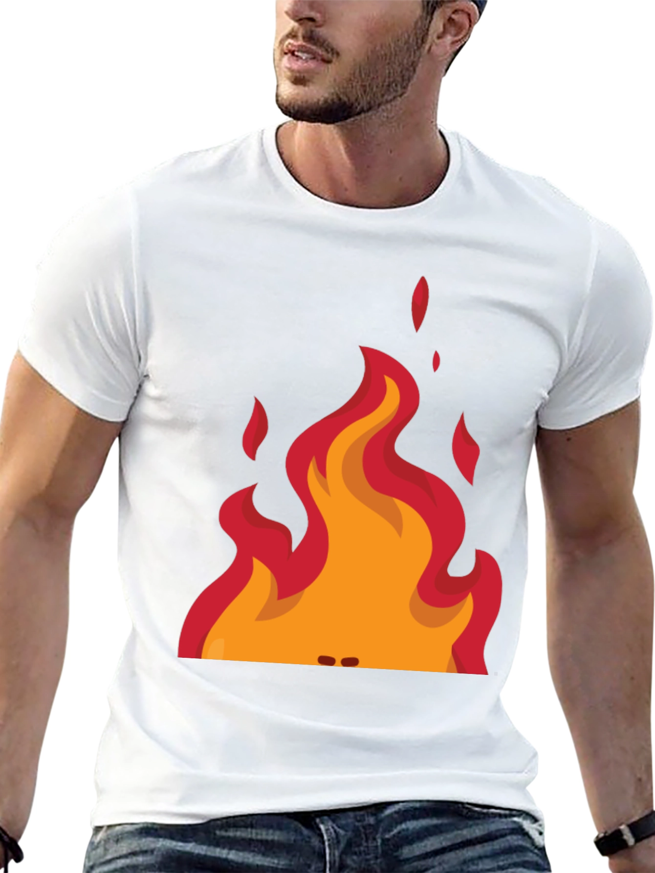 Black Flame Graphic Tee - Black Cotton T-Shirt view 13