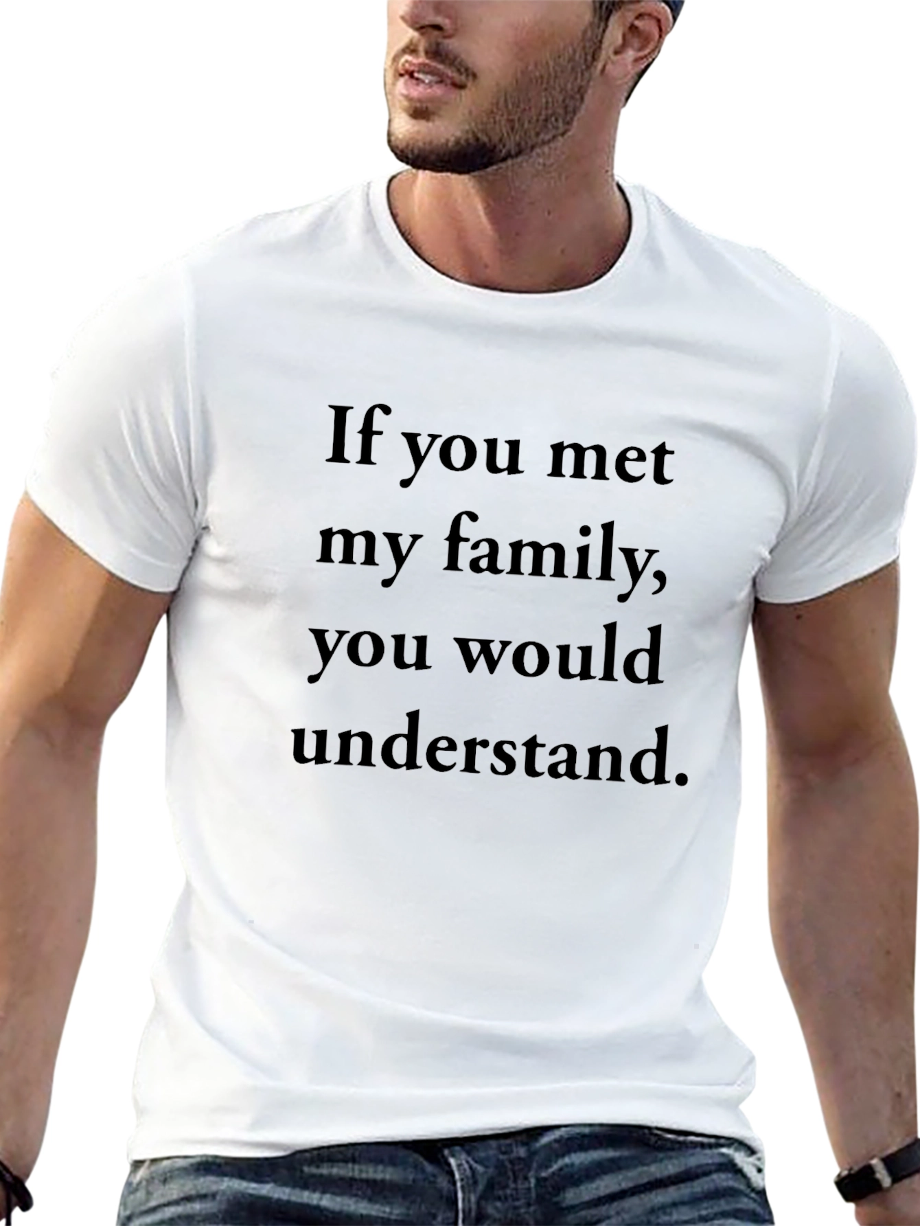 Black Humorous Slogan Tee - If You Met My Family view 13