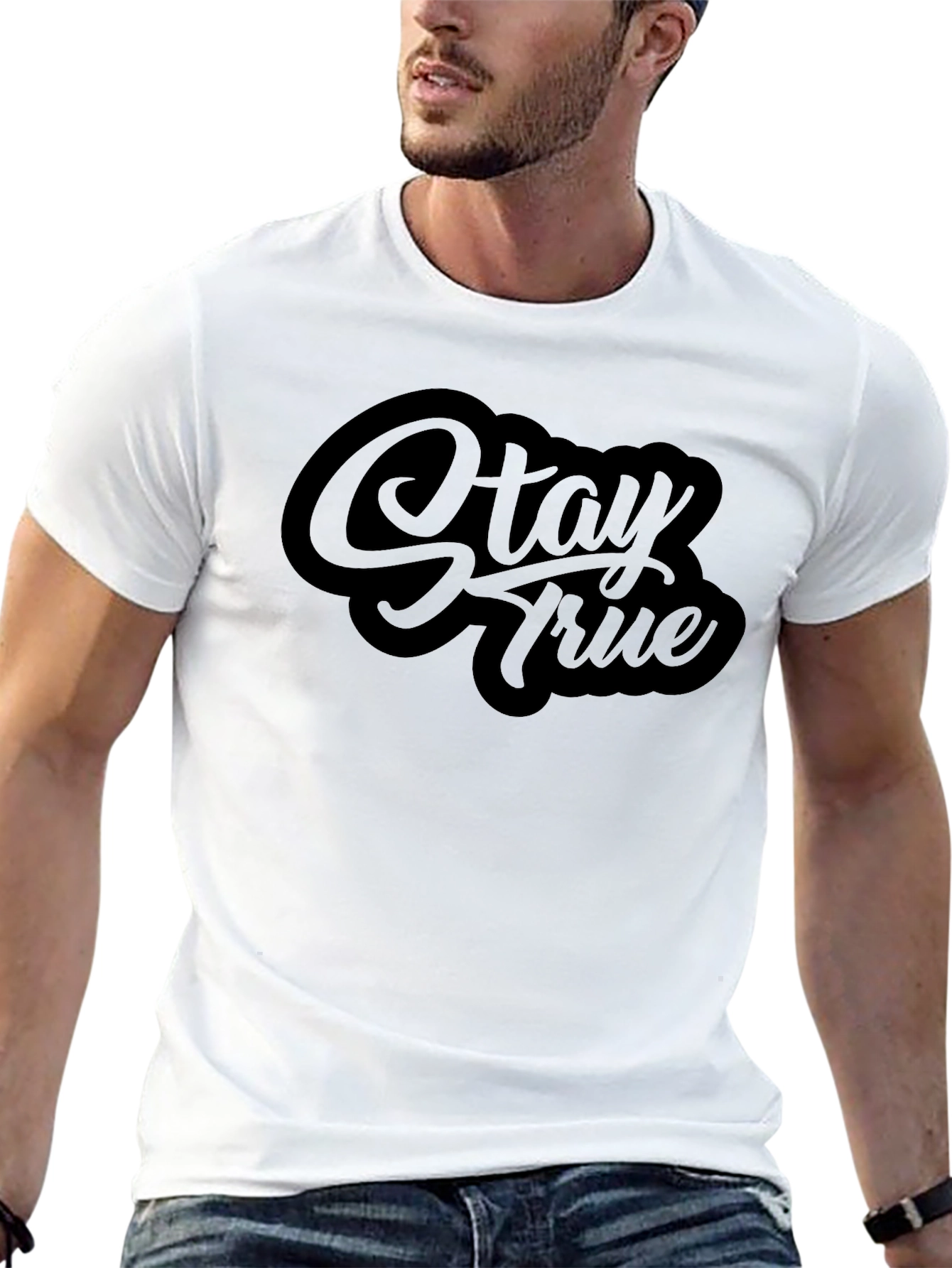 Black Stay True Black Graphic Tee - Stylish Casual Wear view 13