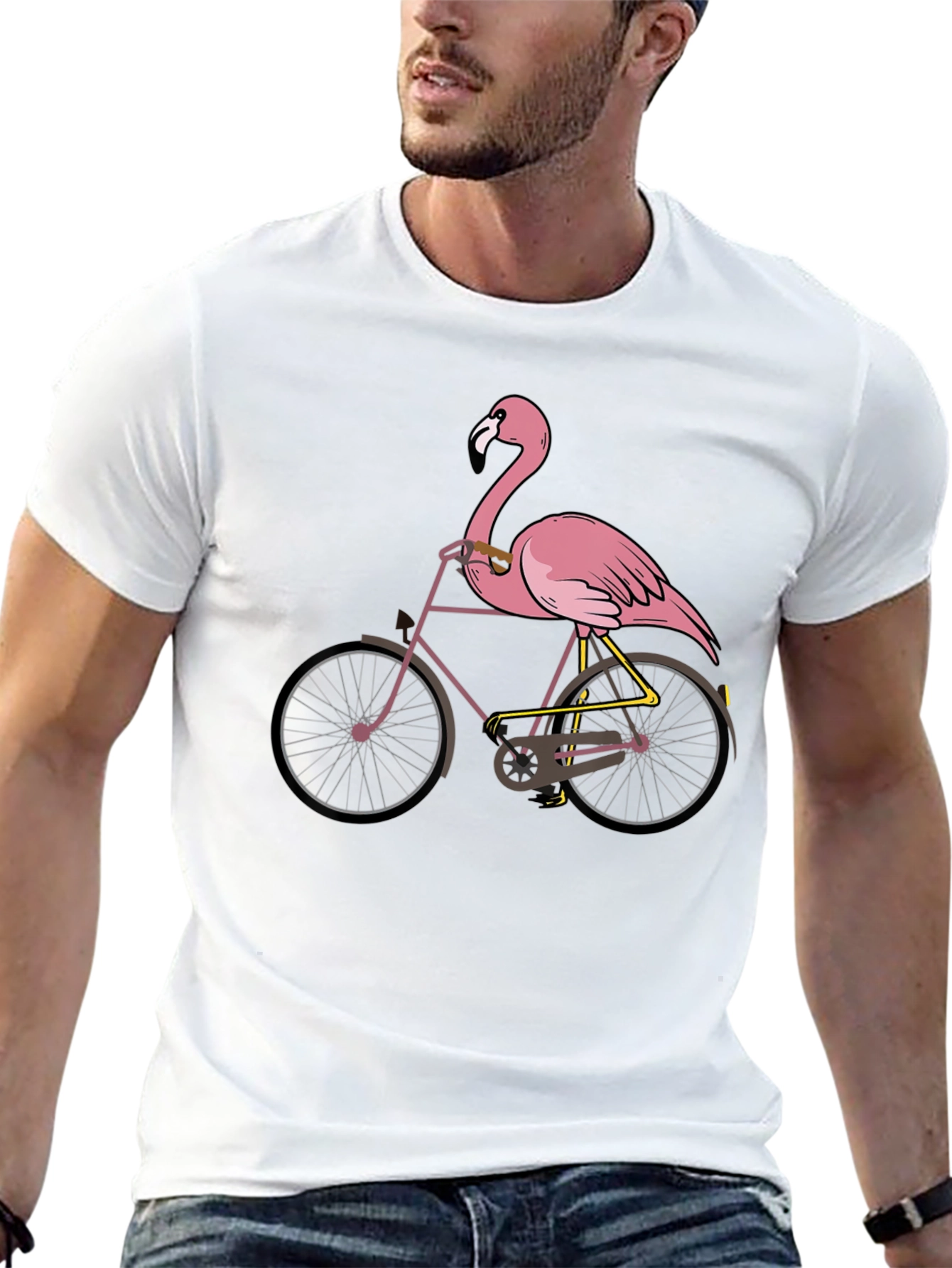 Black Flamingo on Bike Graphic T-Shirt view 13
