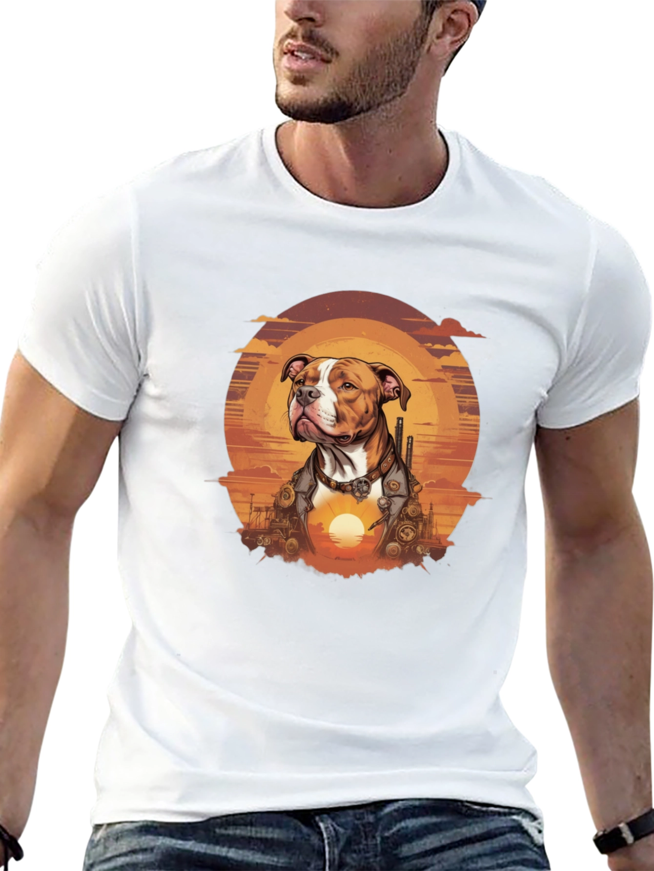 Black Steampunk Dog T-Shirt - Unique Graphic Tee view 13