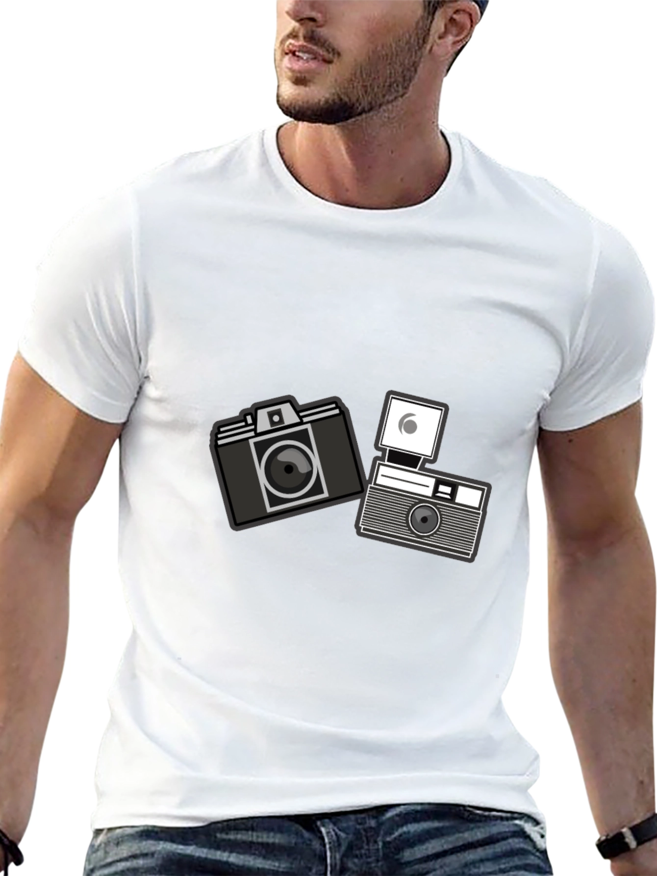 Black Retro Camera Graphic T-Shirt - Black Cotton Tee view 13