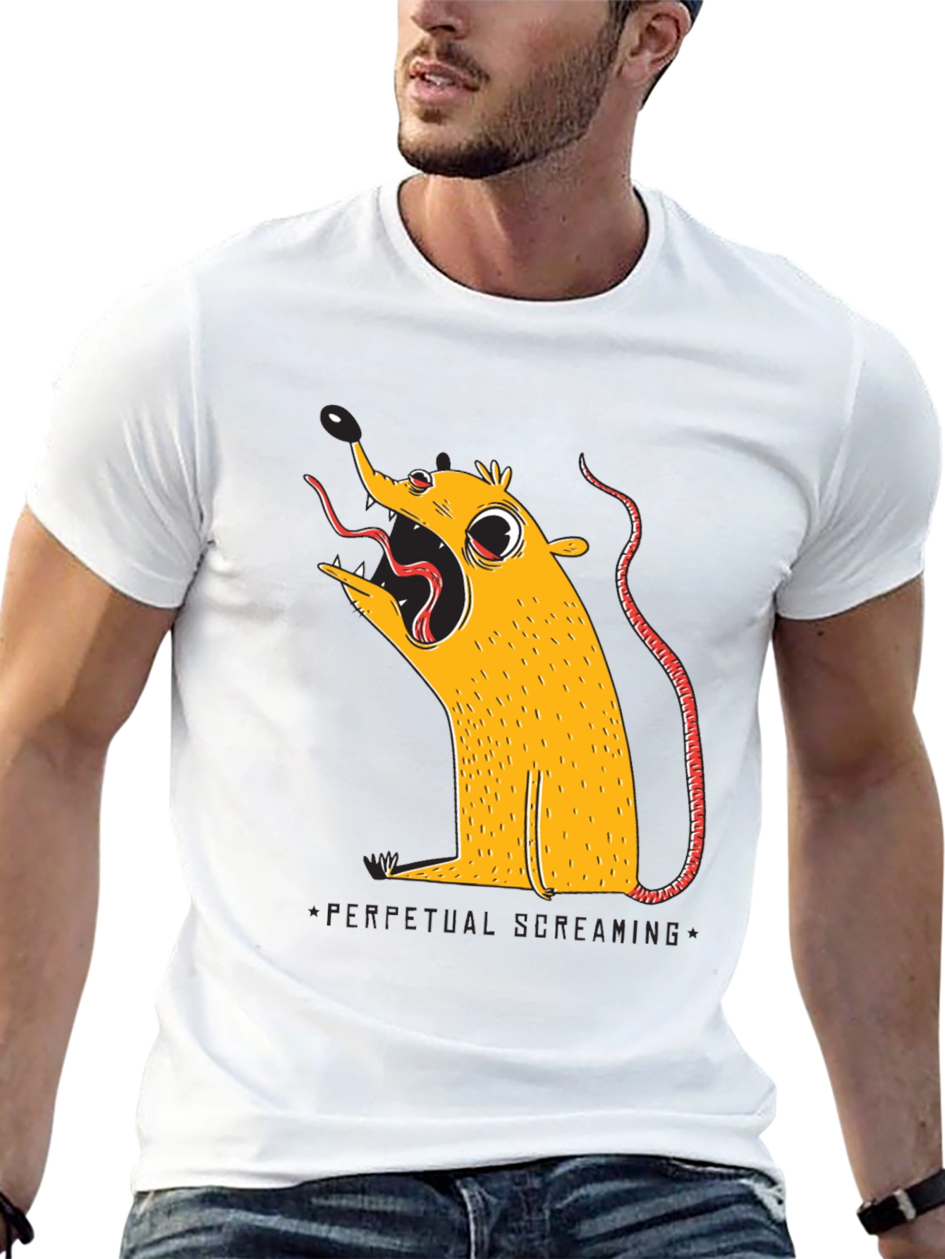 Black Perpetual Screaming Rat Graphic Tee - Unisex view 13