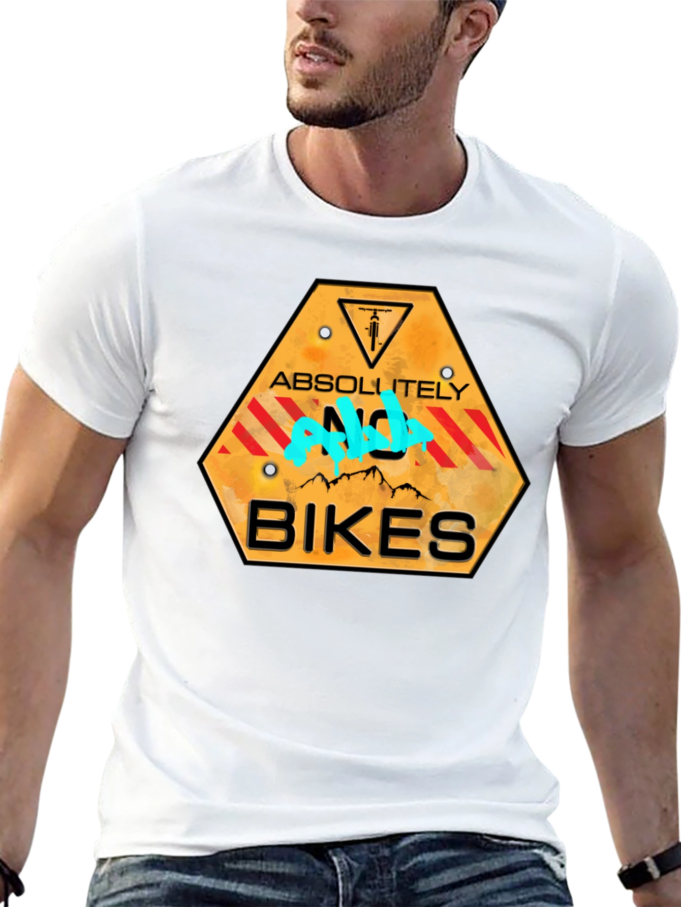 Black Absolutely No Bikes T-Shirt - Novelty Graphic Tee view 13