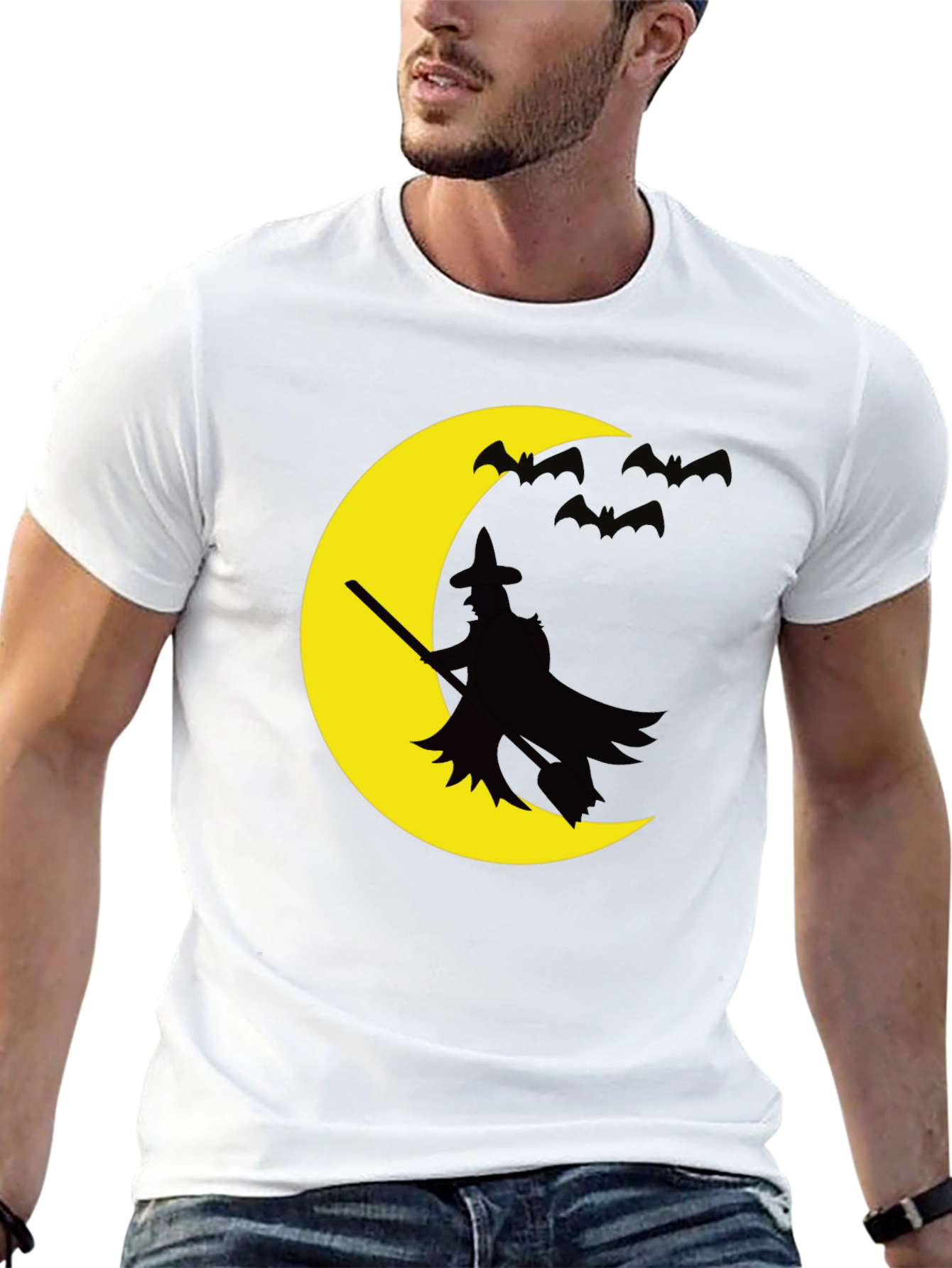 Black Halloween Witch Moon Graphic T-Shirt view 13