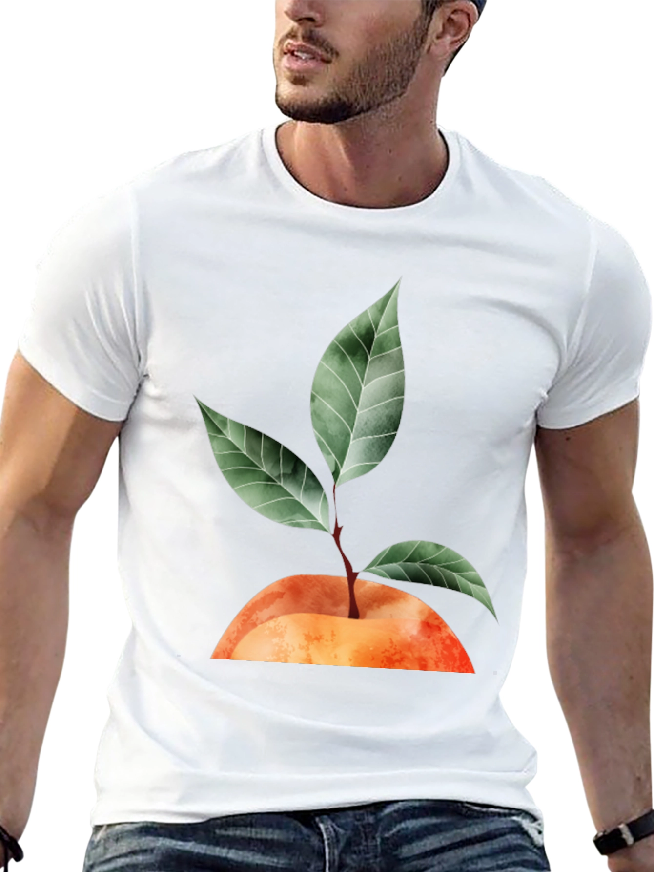 Black Peach Plant Graphic T-Shirt - Unisex Casual Tee view 13