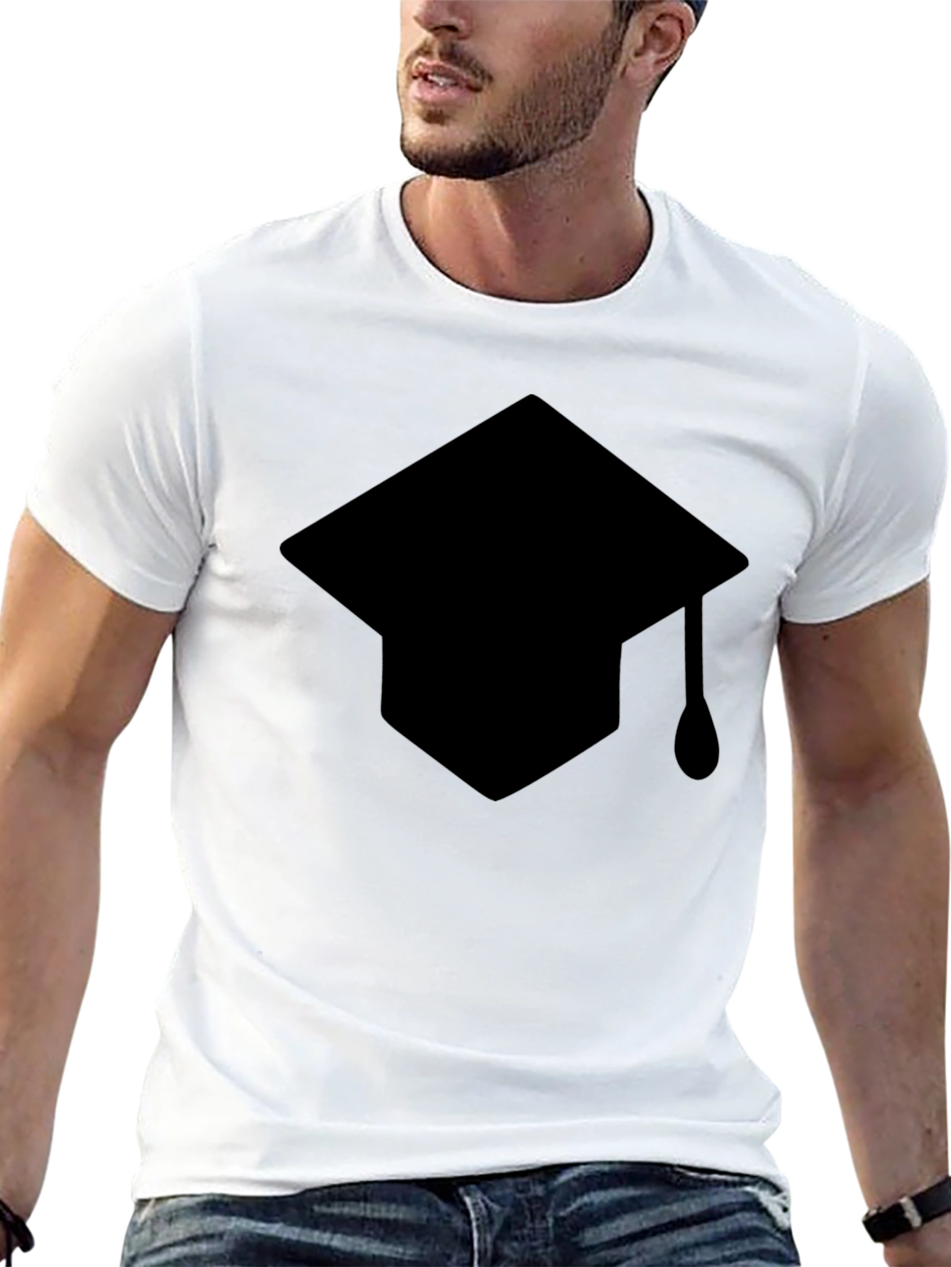 Black Graduation Cap Graphic T-Shirt - Black view 13