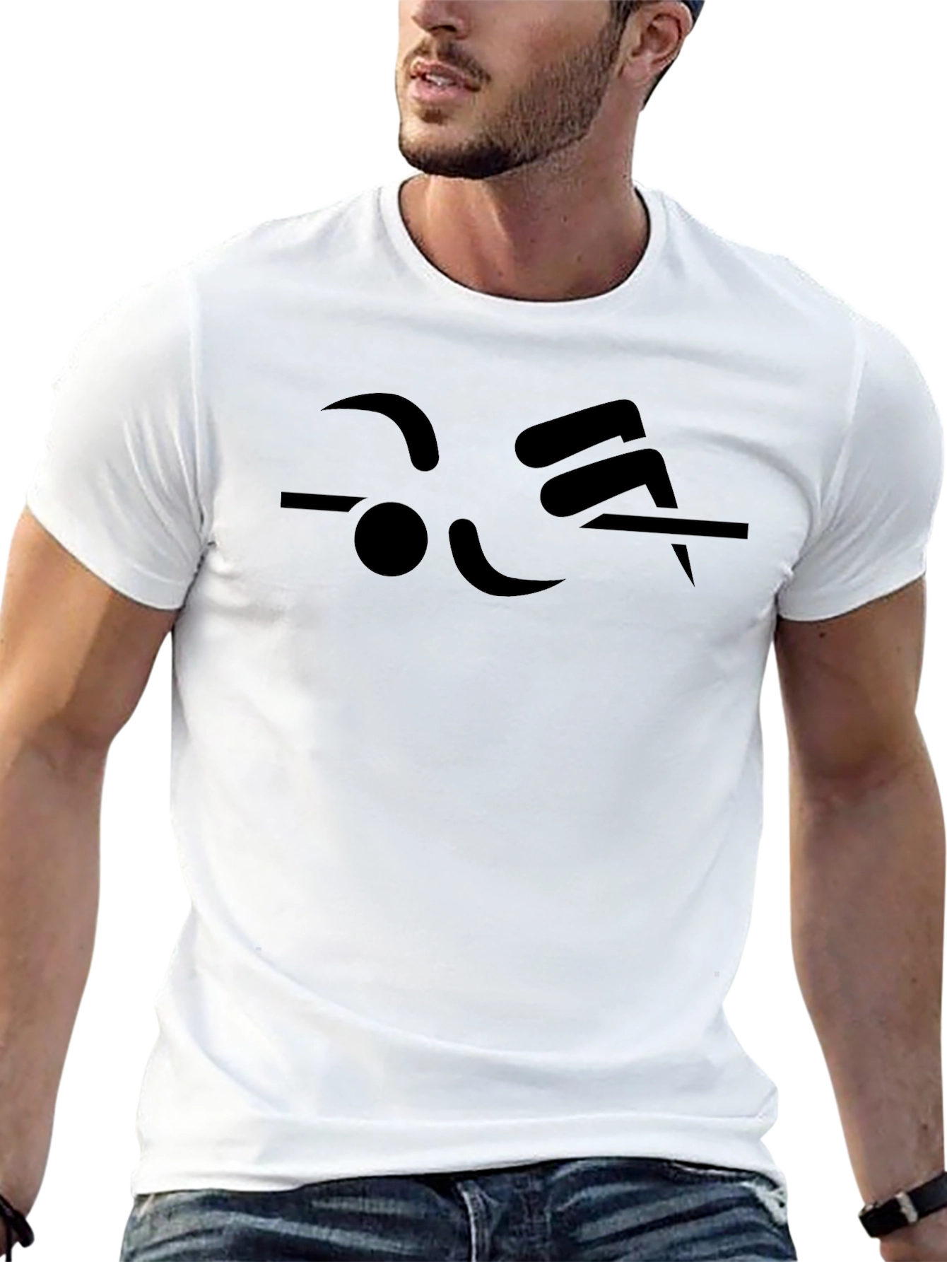 Black Minimalist Black T-Shirt with Abstract Graphic Print view 13