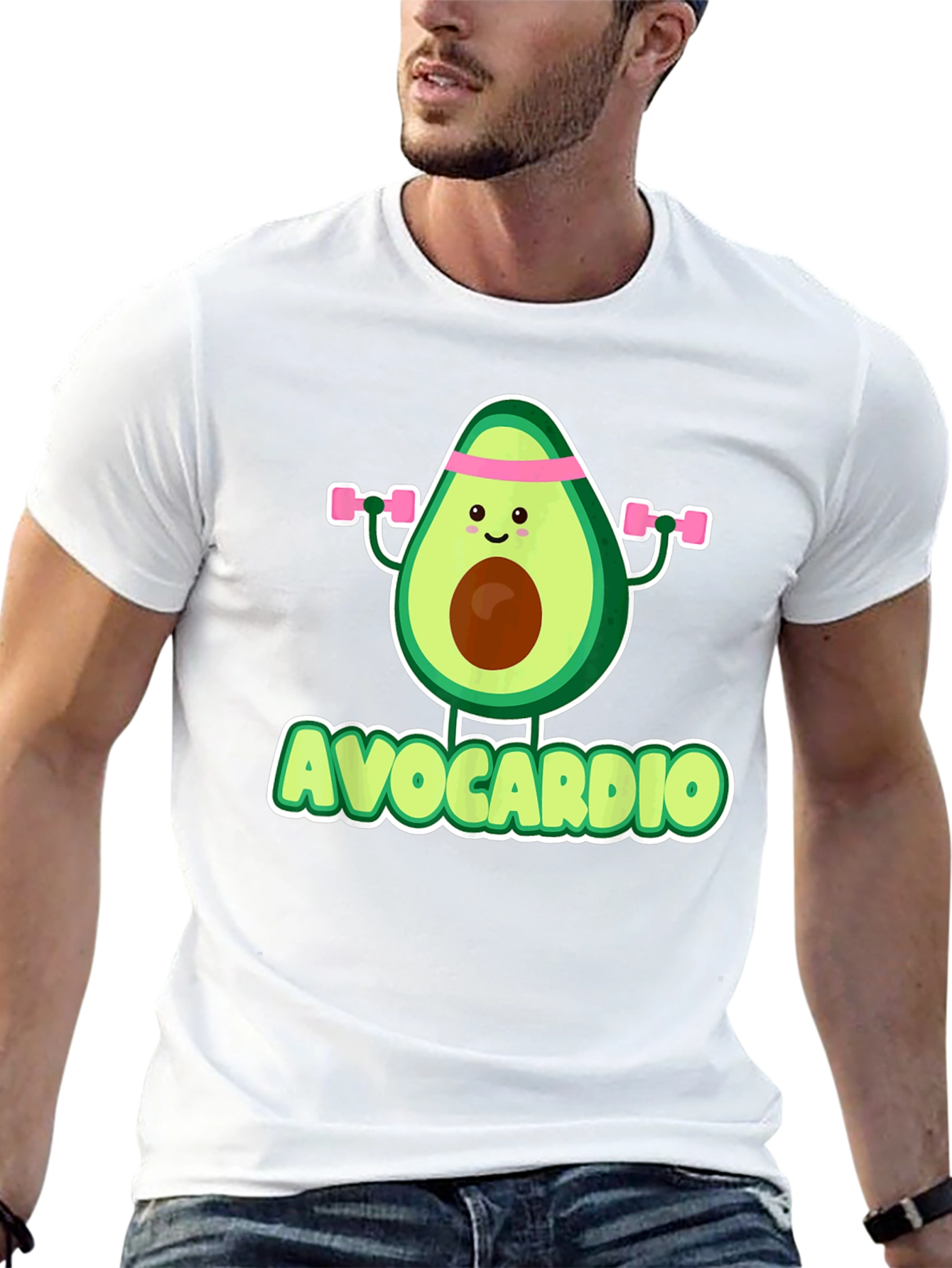 Black Avocardio Men's Black T-Shirt - Funny Avocado Workout Tee view 13