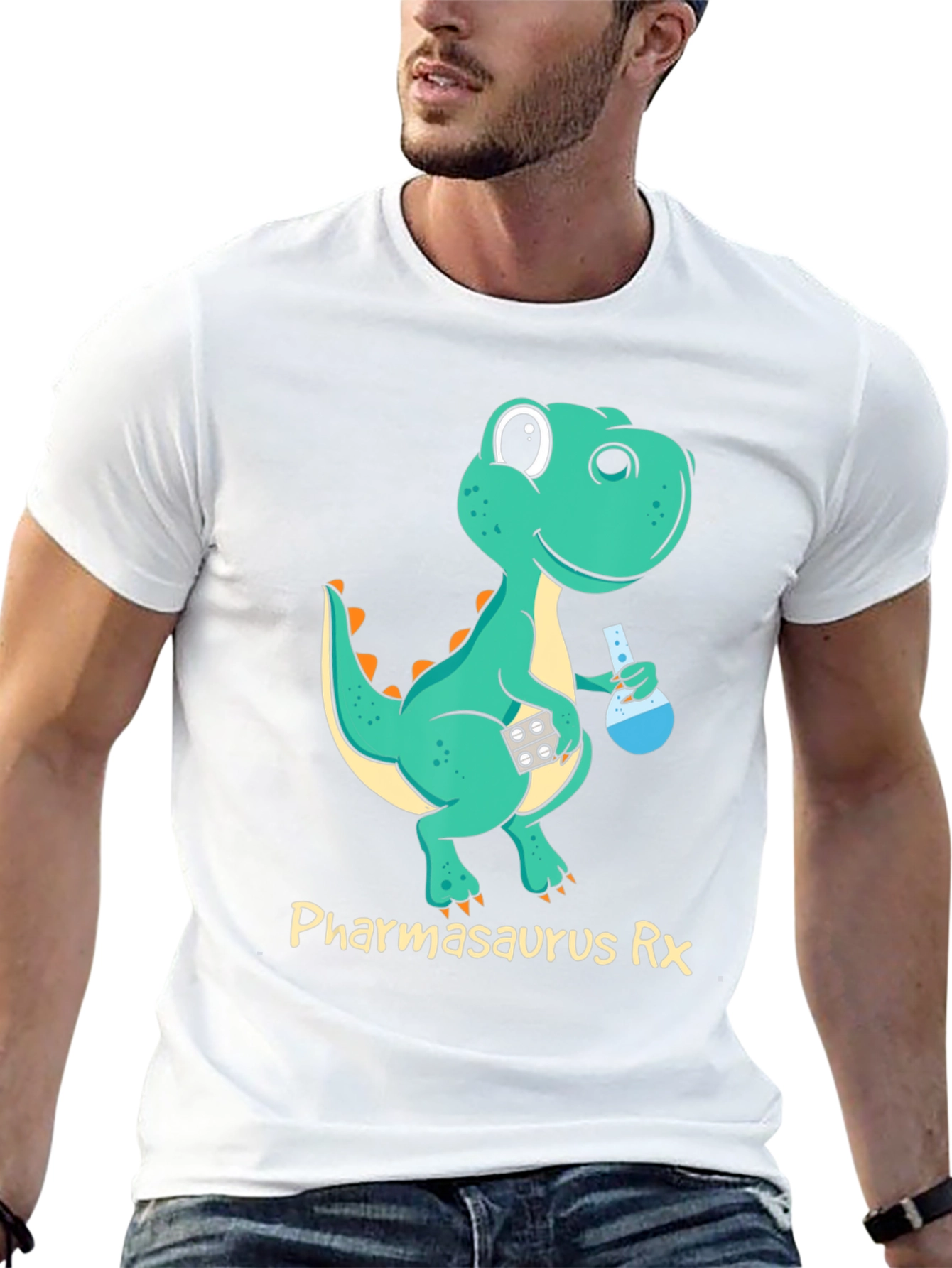 Pharmasaurus Rx Black T-Shirt - Dinosaur Pharmacist! - 13