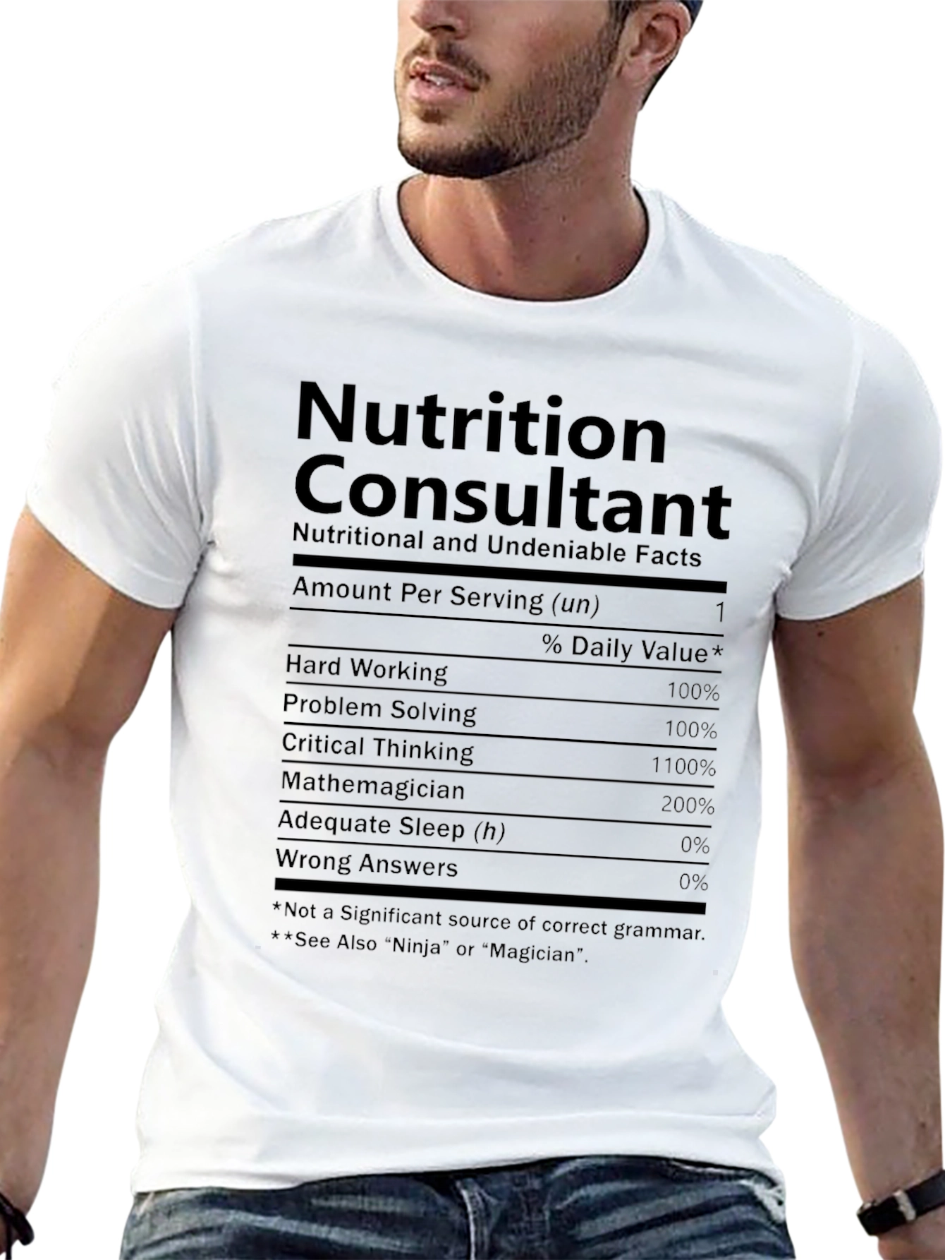 Black Nutrition Consultant T-Shirt - Funny Nutrition Facts Tee view 13