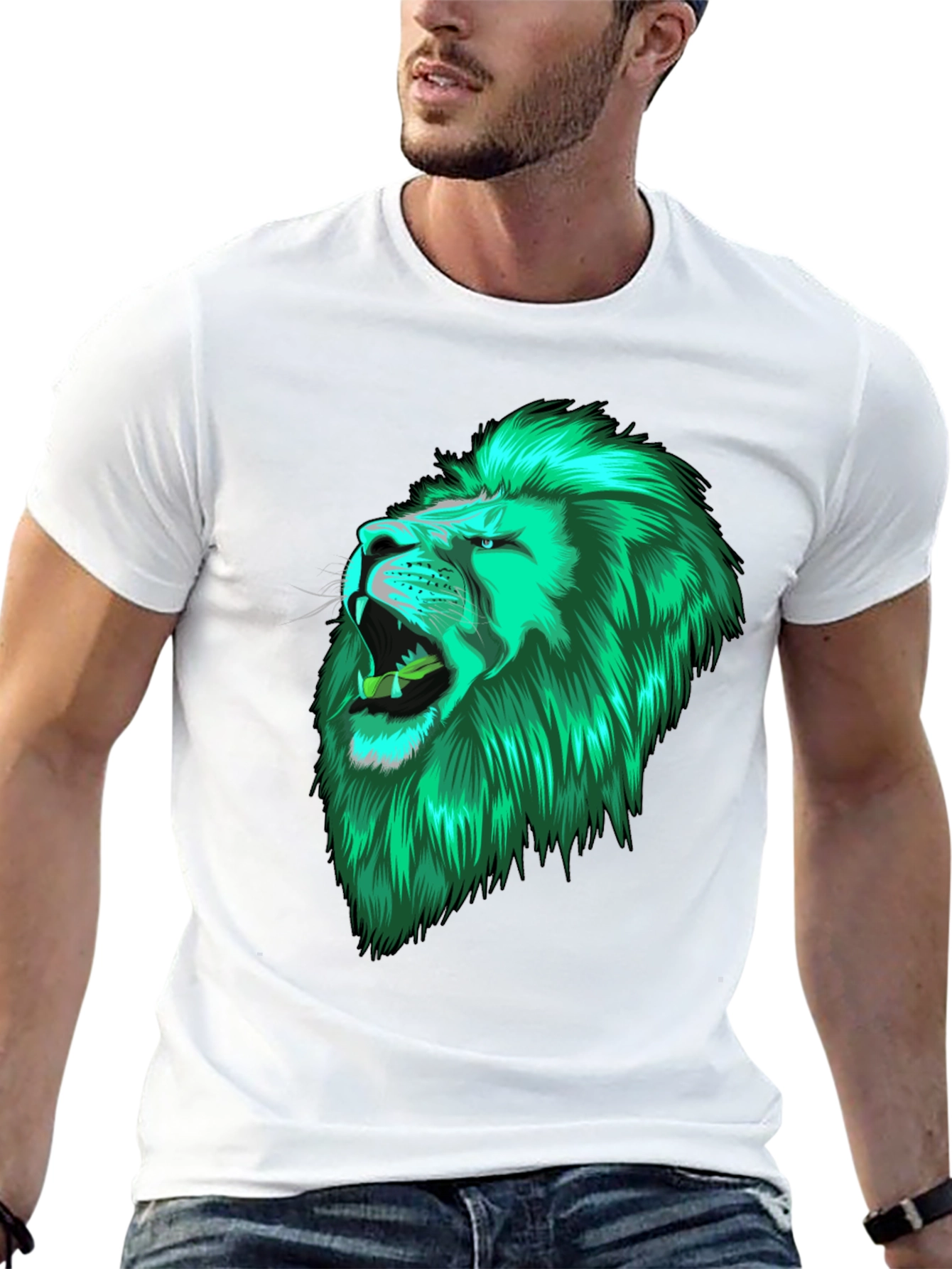Black Lion Head Graphic Black Tee view 13