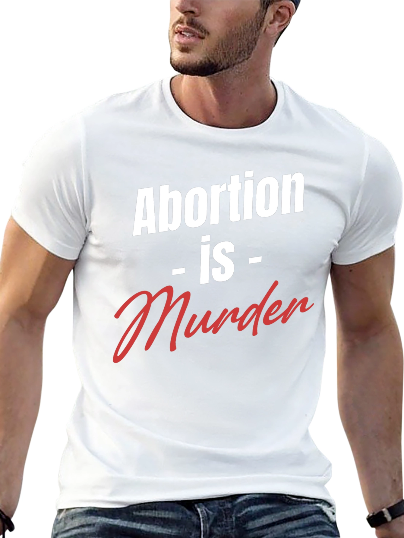 Black Statement T-Shirt - Abortion is Murder view 13