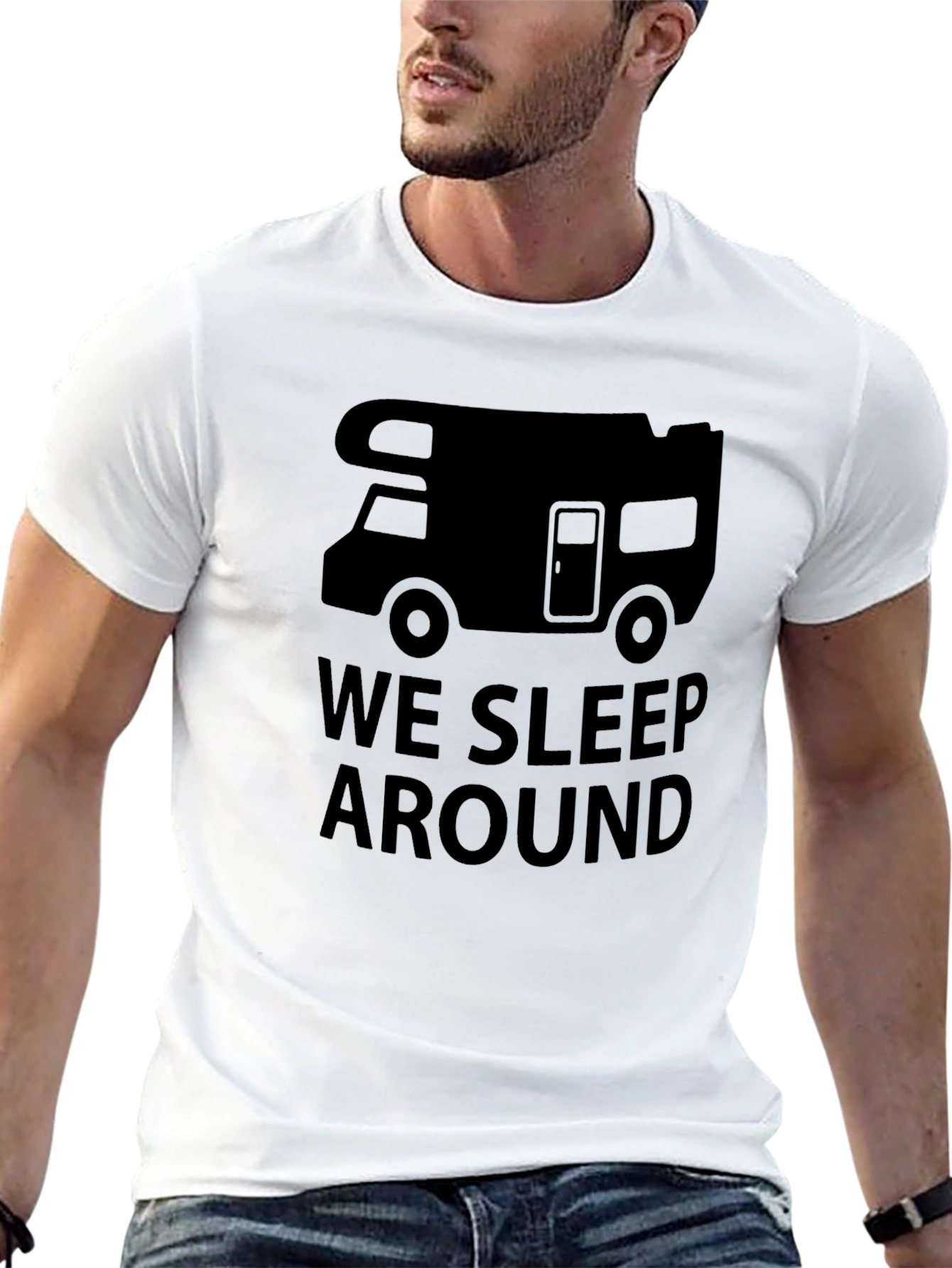 Black We Sleep Around T-Shirt - Funny Camping RV Tee view 13