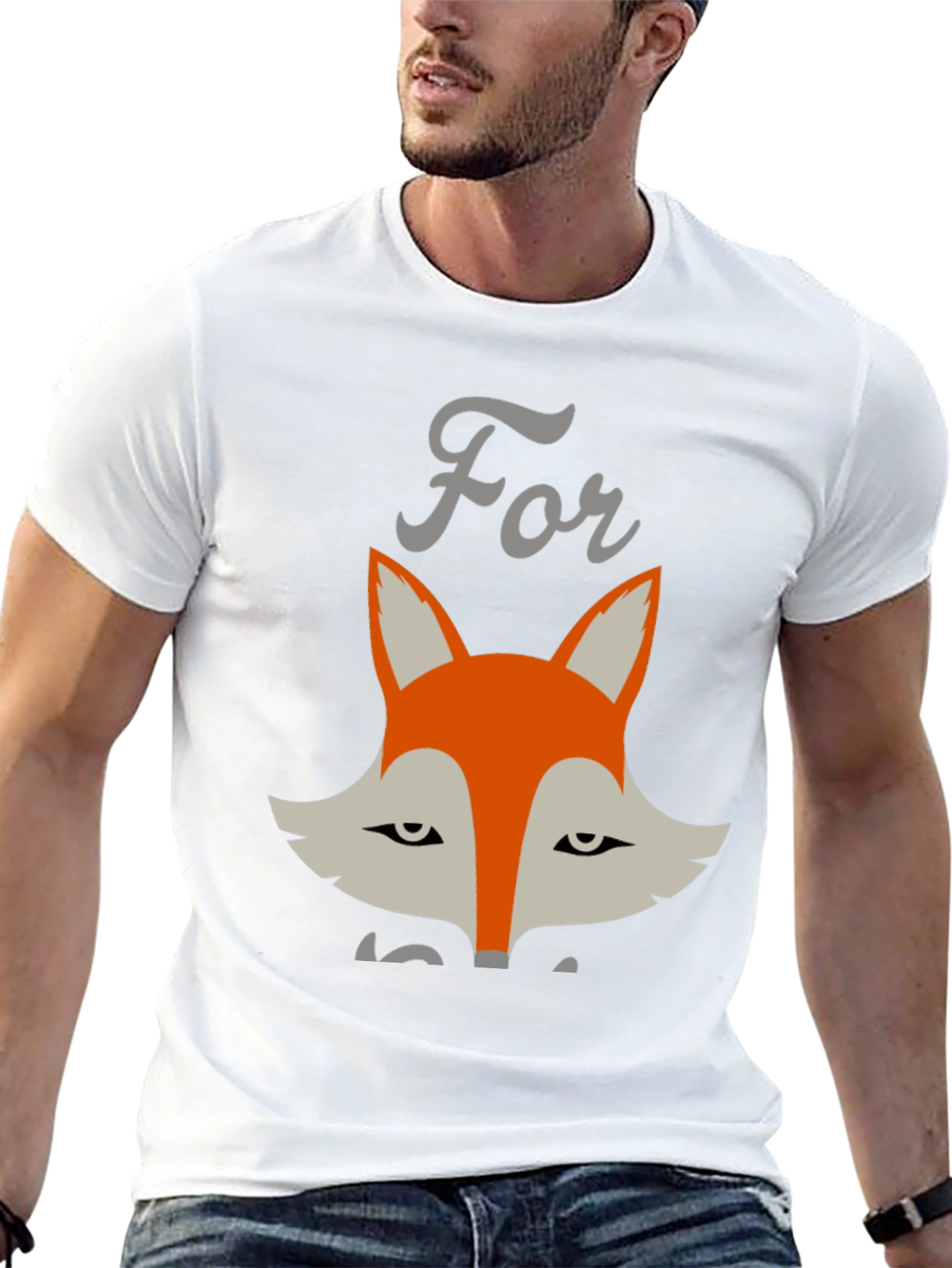 Black Funny Fox Graphic T-Shirt - Unisex Cotton Tee view 13